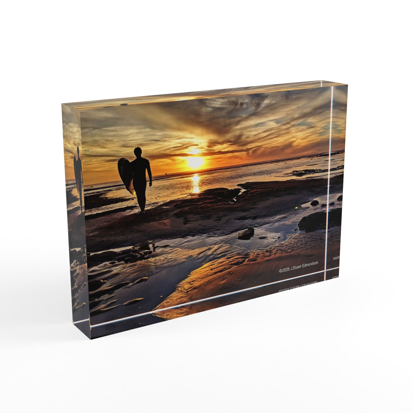 Sunset Surf Photo Block | Decorative Art Piece, Home Decor, Gift for Him, Personalized Wall Art, Beach Lover