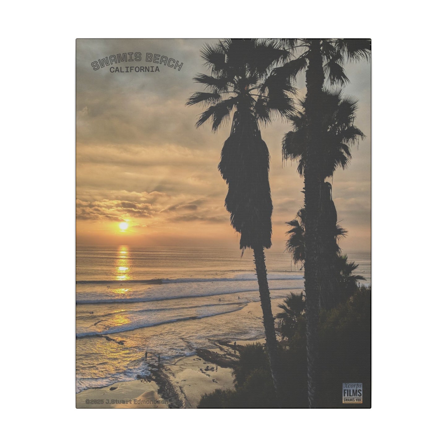 Swamis Vibe Encinitas California JSE Photograph #259 Swamis Winter Sunset Canvas Wall Art, Coastal Home Decor, Beach Vibes, Room Aesthetic, California Sunset, Gift for Ocean Lovers