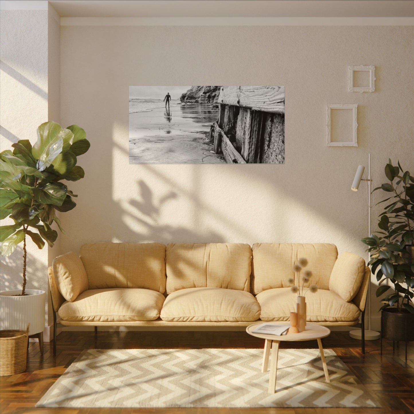 Swamis Vibe Encinitas California JSE Photograph #1221 Surfer on Swamis Beach BW Surfing Wall Art Print, Black and White Coastal Decor, Beach Lover Gift, Home Office Artwork, Surfer Canvas