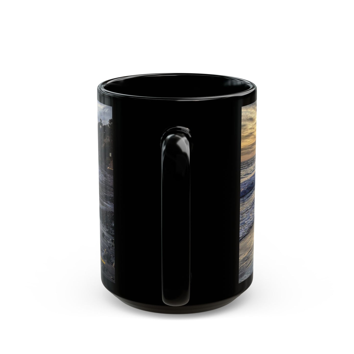 Swamis Vibe Encinitas California JSE Designs #8 Swamis Sunset Surf Couple Ceramic Mug Surf Park Black Mug | Ocean Sunset Coffee Cup, Beach Lover Gift, Surfing Theme Mug, Unique Drinkware for Home or Office