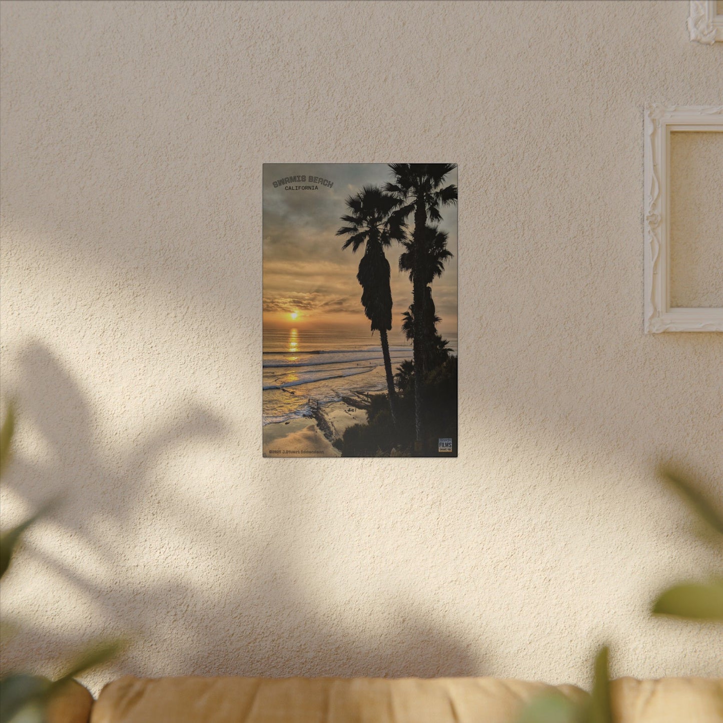 Swamis Vibe Encinitas California JSE Photograph #259 Swamis Winter Sunset Canvas Wall Art, Coastal Home Decor, Beach Vibes, Room Aesthetic, California Sunset, Gift for Ocean Lovers