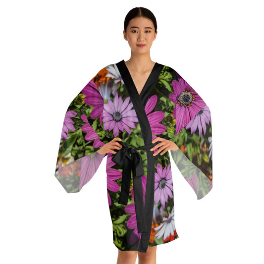 Swamis Vibe JSE Cali Designs  Swami's Surf Park Photo Collection #117 Purple Daisy Kimono Robe Floral Print Long Sleeve Kimono Robe, Cozy Lounge Wear, Perfect for Gifting, Spa Days, Spring Fashion, Relaxation, Boho Chic