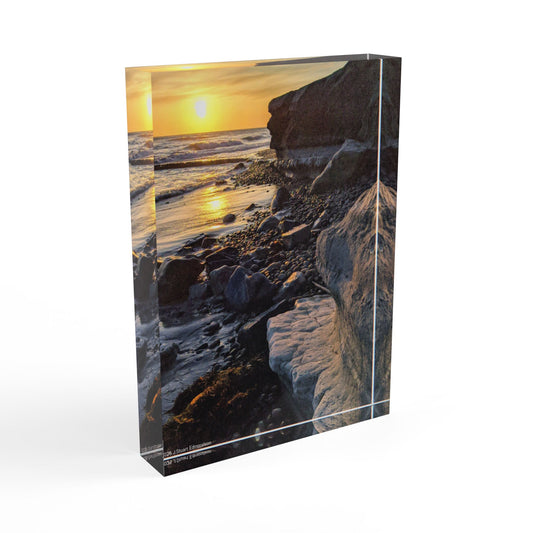 Swamis Vibe Surf and Sunsets 3D Photo Blocks - Ancient Swamis Reef at Low Tide Sunset Photo Block  Elegant Photo Block Display - Perfect for Home Office Decor