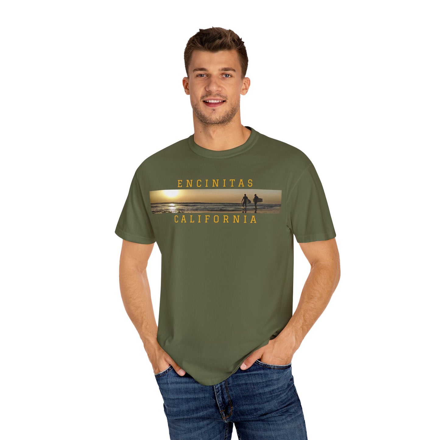 Swamis Vibe Encinitas California JSE Designs #517 Swamis Vibe Surf Film Unisex Tee Shirt, Summer Clothing, Gift for Surfers, Unisex Beach Tee, Casual Wear, Vacation Shirt, Encinitas Style