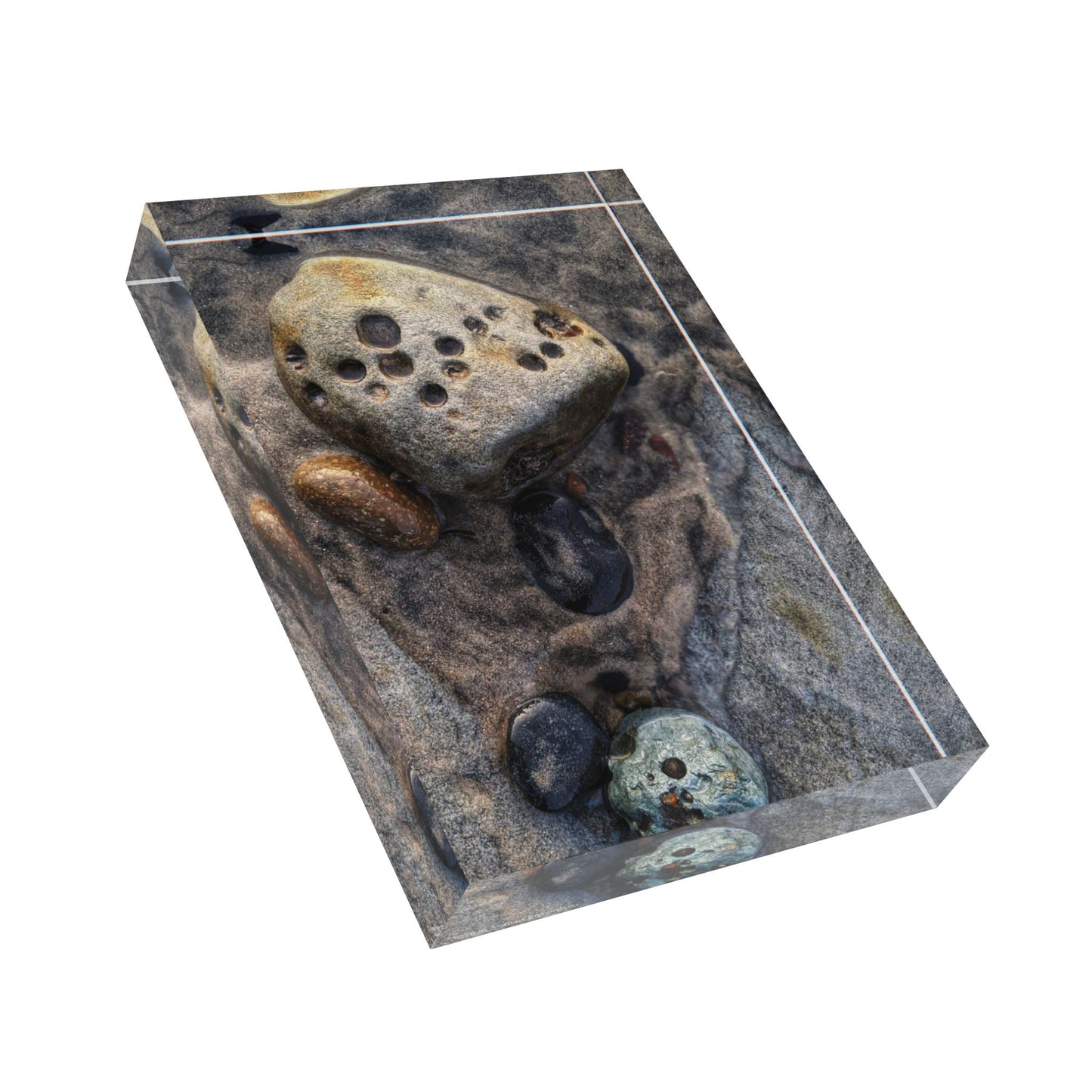 Swamis Vibe Surf and Sunsets 3D Photo Blocks - Swamis Beach Rocks #1253 Nature-Inspired Abstract Photo Block for Home Decor, Stylish Wall Art, Gift for Nature Lovers, Botanical Decor, Unique Home Accents