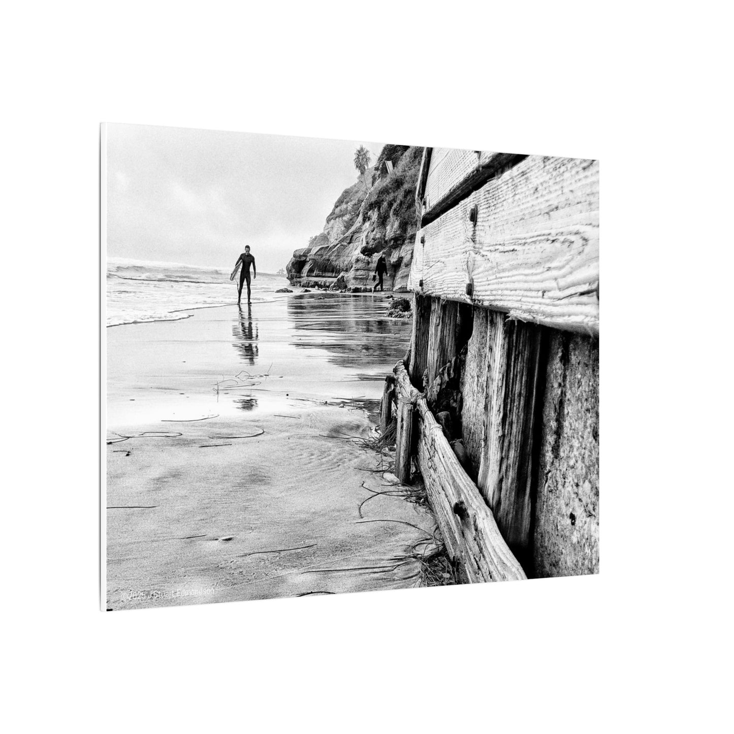 Swamis Vibe Encinitas California JSE Photograph #1221 Surfer on Swamis Beach BW Surfing Wall Art Print, Black and White Coastal Decor, Beach Lover Gift, Home Office Artwork, Surfer Canvas