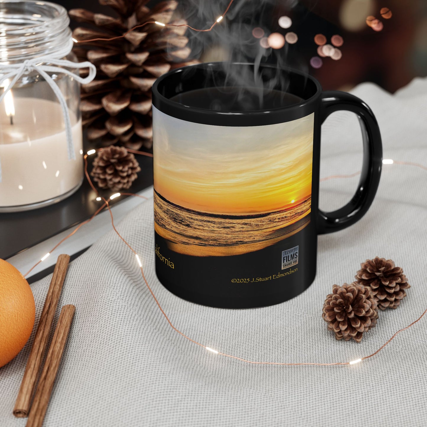 Swamis Vibe Encinitas California JSE Designs #3 Swamis Surfer Ceramic Mug Sunset Beach Vibes Mug, Surfing Gift, Coffee Cup, Ocean Lover, Encinitas California Mug, Beach Decor, Gift for Him/Her