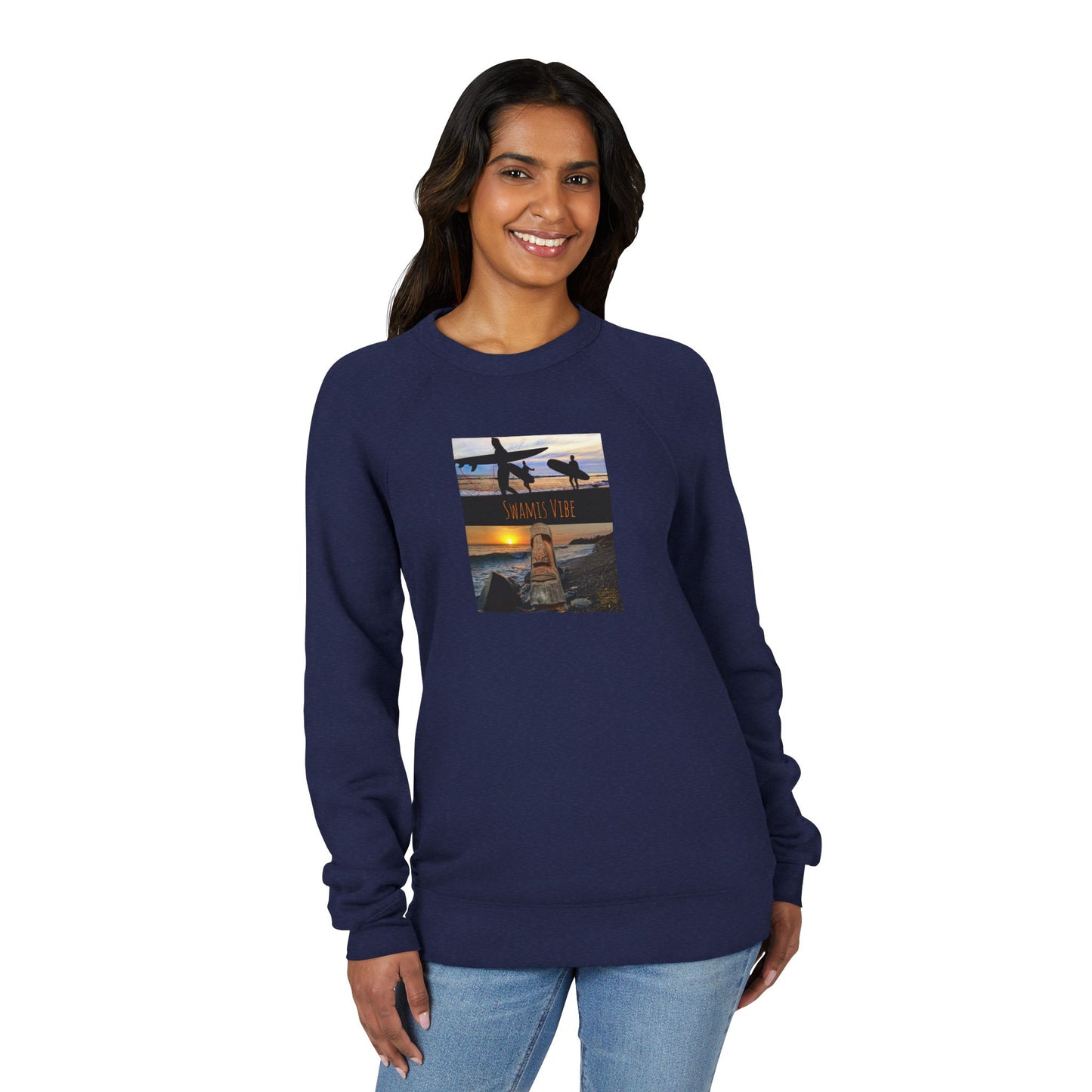 Swamis Vibe Raglan Unisex Sweatshirt — Encinitas Surf Sunset Crew