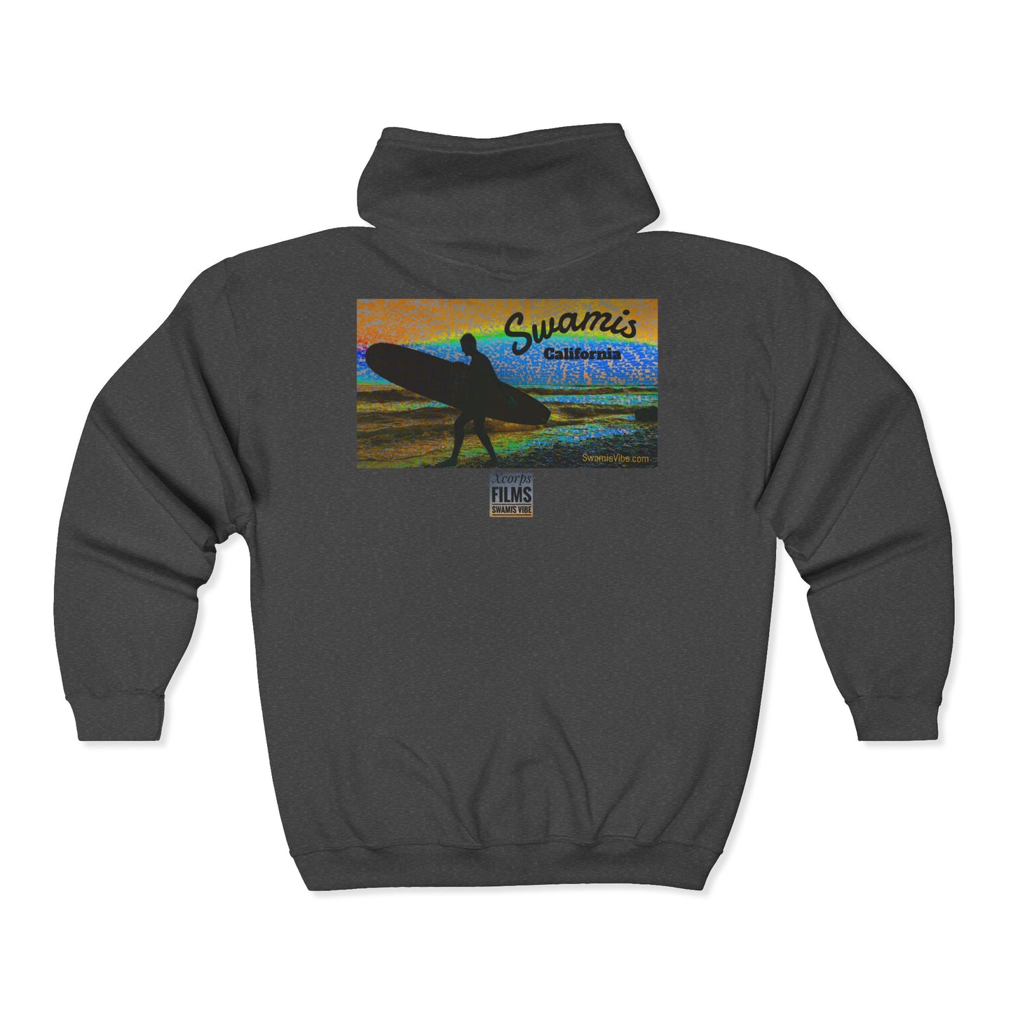 Swamis Vibe Encinitas California JSE Designs custom Hoodie #4. Swamis Beach Surf Vibe California Stylish Zip-Up Hooded Sweatshirt, Cozy Casual Wear, Perfect Gift for Friends, Unique Art Design, Great for Every Season