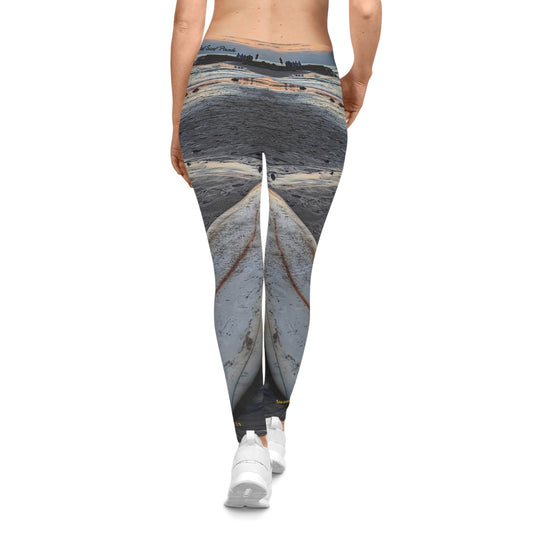 Swamis Vibe Encinitas California JSE Designs Surfer Sunset Leggings #4. Stylish Women's Casual Leggings, Trendy Everyday Wear, Comfortable Active Leggings, Unique Printed Leggings, Gift for Her