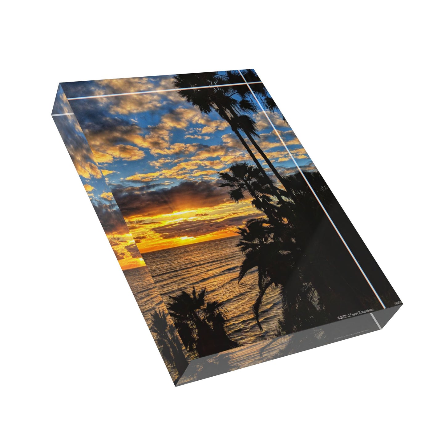 Swamis Vibe Surf and Sunsets Photo Series BIG Sunset #1 Sunset Photo Block - Decorative Home Décor, Gift for Nature Lovers, Personalized Art Display, Coastal Living, Modern Wall Art