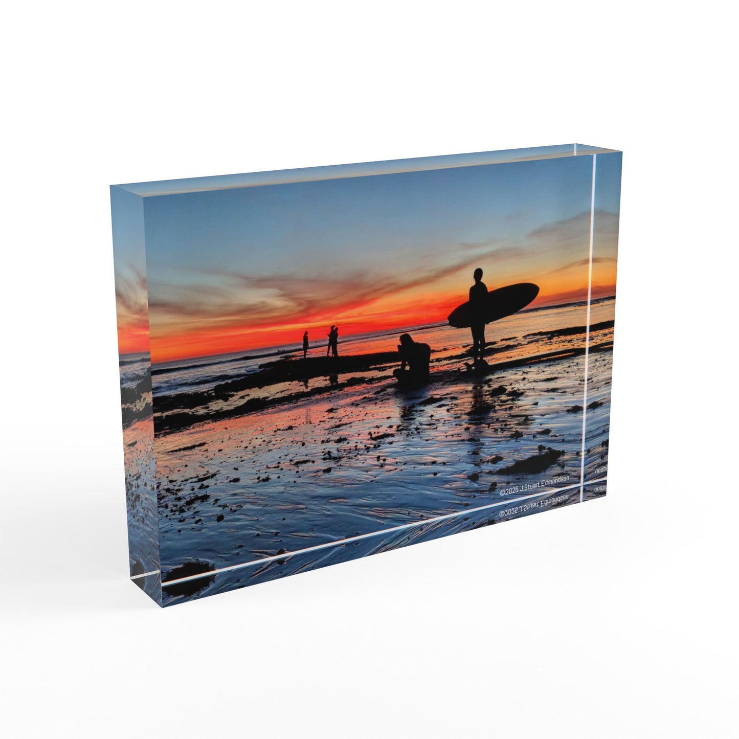 Swamis Vibe Surf and Sunsets Low Tide Surfers #2. Photo Block Beach Decor, Wall Art, Unique Gift, Home Decoration, Surfing Enthusiast