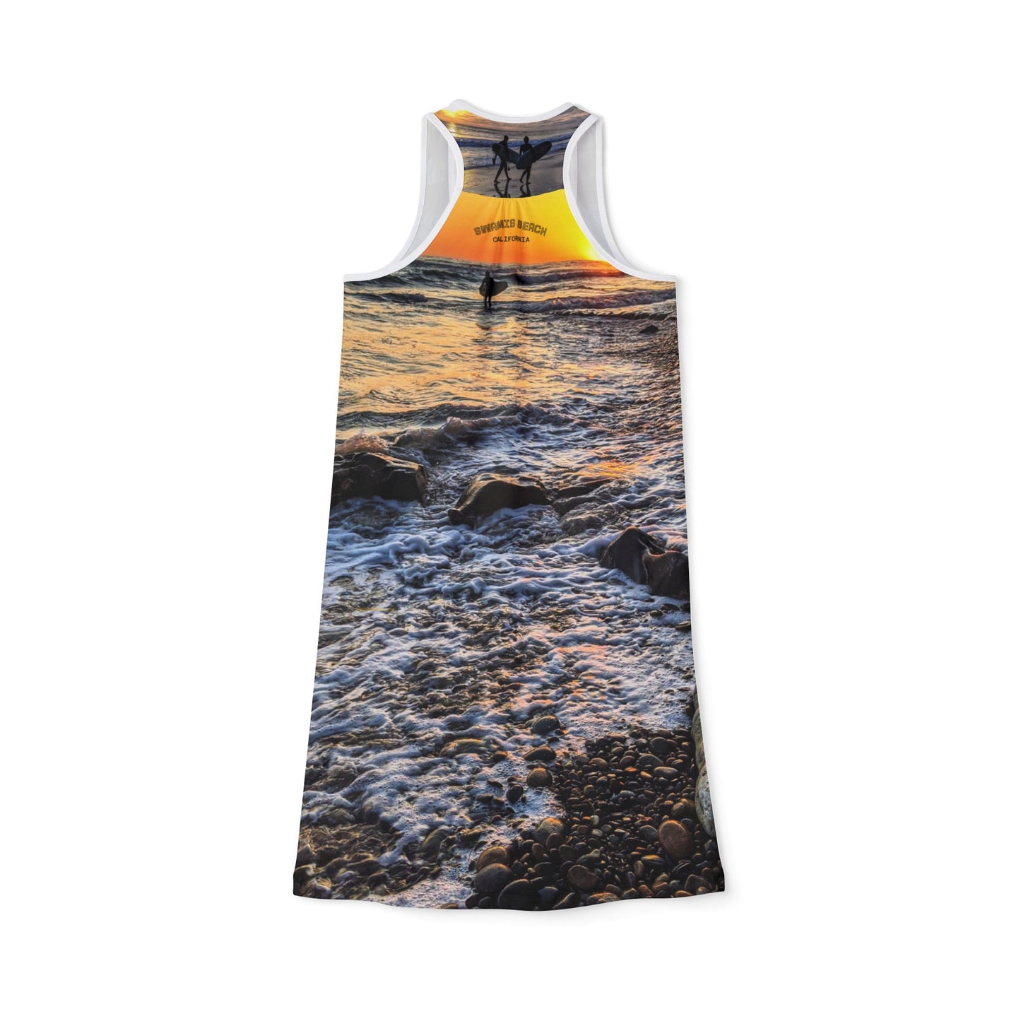 Swamis Vibe JSE Cali Designs Racerback Sports Dress Swami's Vibe Surf Park Collection - Palm Grove Surfers Sunset #333 Tropical Beach Racerback Dress, Vacation Outfit, Boho Style Dress, Summer Dress, Casual Summer Wear, Beachwear