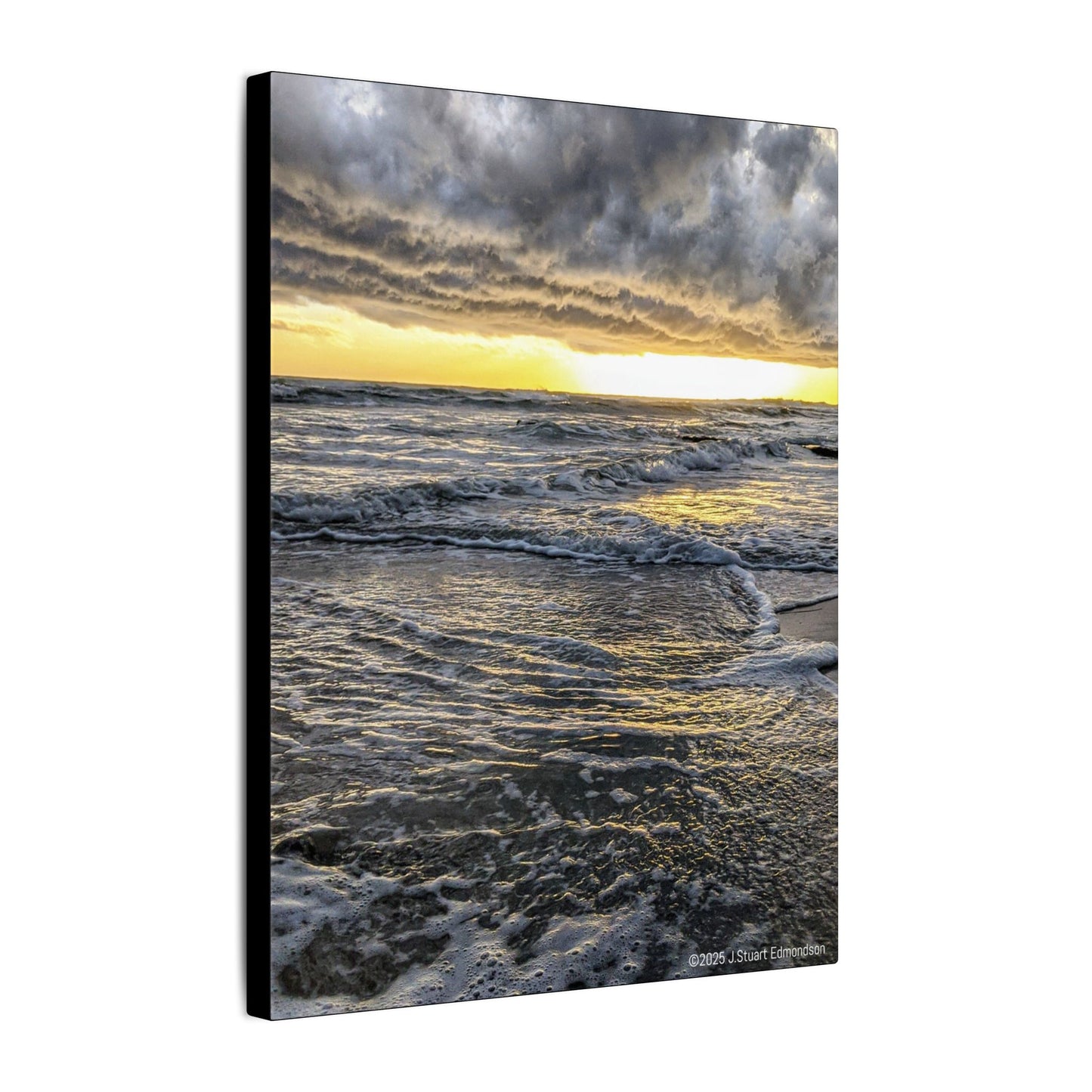 Swamis Vibe Encinitas California JSE Photograph #407 Sunset Stormy Stretched Canvas Art, Beach Sunset Wall Decor, Coastal Home Decor, Seascape Print, Gift for Ocean Lovers