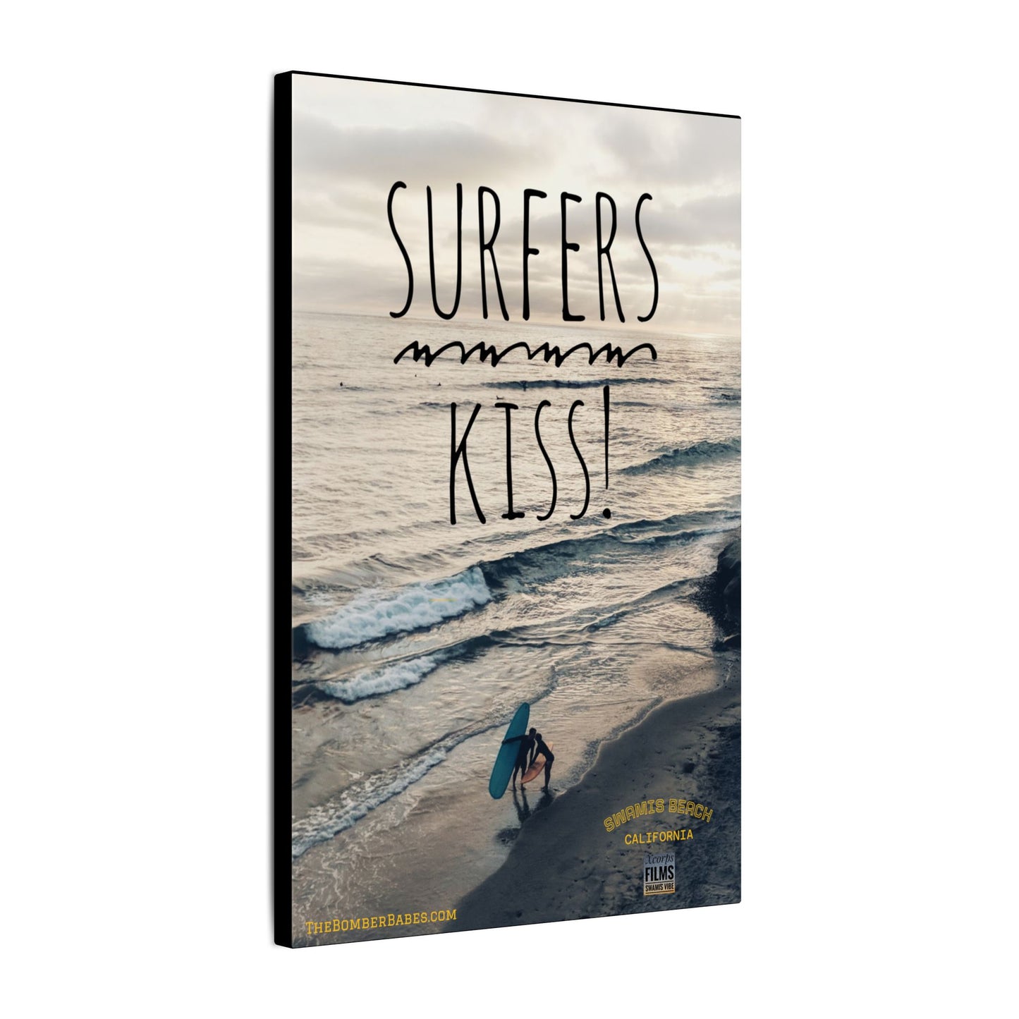 Swamis Vibe Encinitas California JSE Photograph #217 Surfers Kiss Ocean-Inspired Canvas Wall Art, Surf Decor, Beach Lover Gift, Coastal Home Decor, Matt Box Canvas