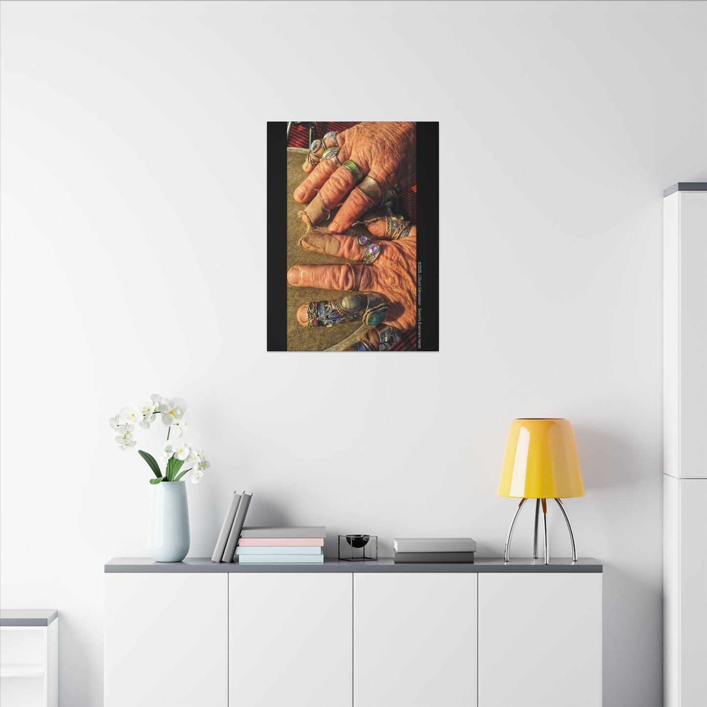 Swamis Vibe Encinitas California JSE Photograph #1253 Swamis Drummer Hands Artistic Canvas Wall Art, Bohemian Home Decor, Unique Gift for Art Lovers, Vibrant Pop Culture Design, Studio Display