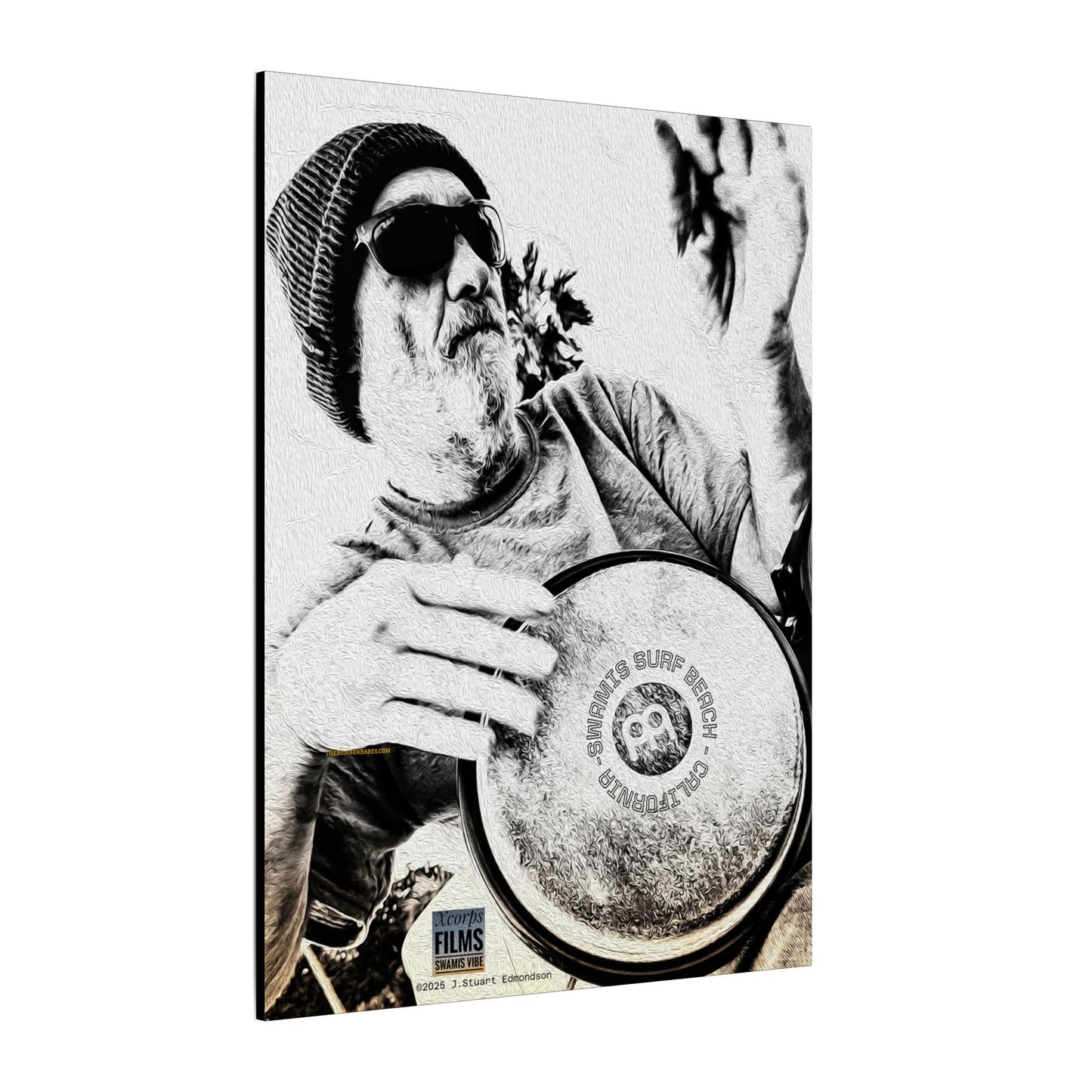 Swamis Vibe Encinitas California JSE Designs #124. Drum Beat Canvas Boxed Photo Prints- San Diego, California Surfing Beach Design, Drummer, Musician