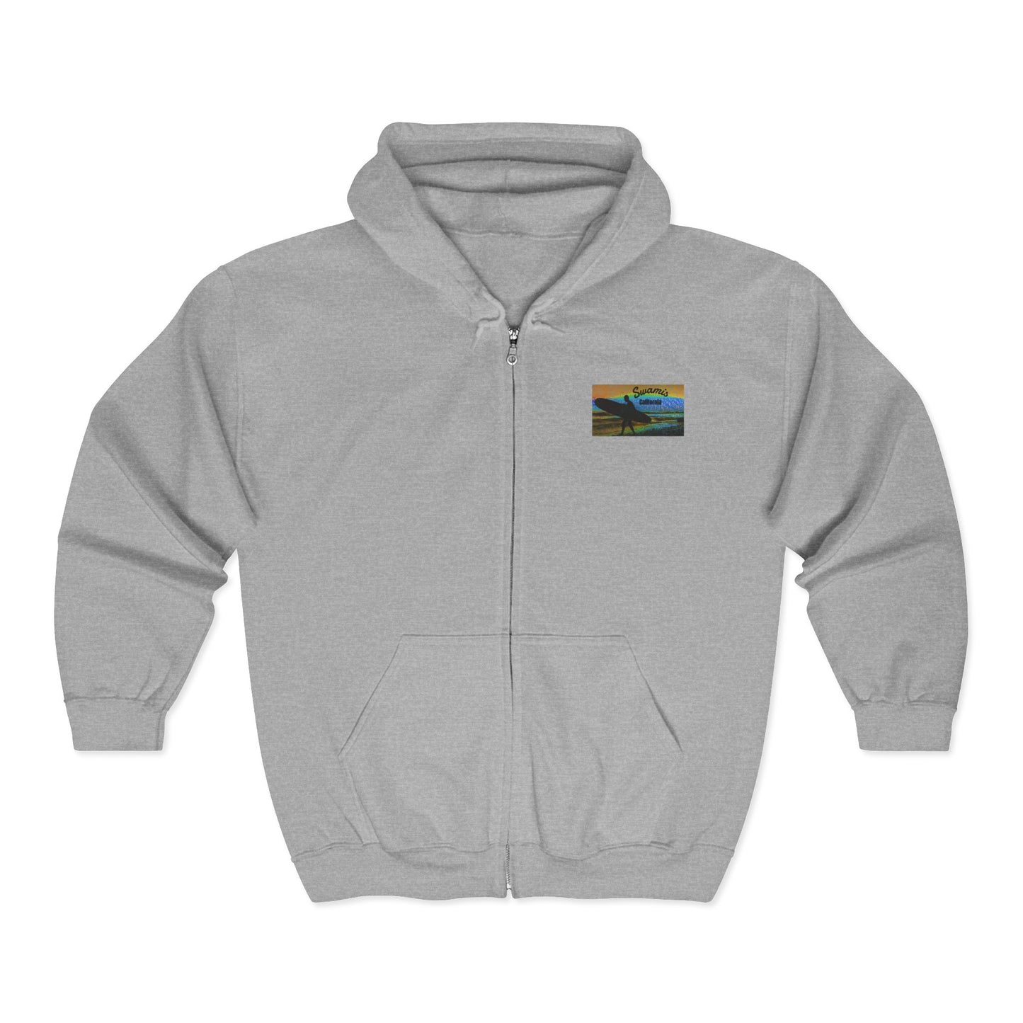 Swamis Vibe Encinitas California JSE Designs custom Hoodie #4. Swamis Beach Surf Vibe California Stylish Zip-Up Hooded Sweatshirt, Cozy Casual Wear, Perfect Gift for Friends, Unique Art Design, Great for Every Season