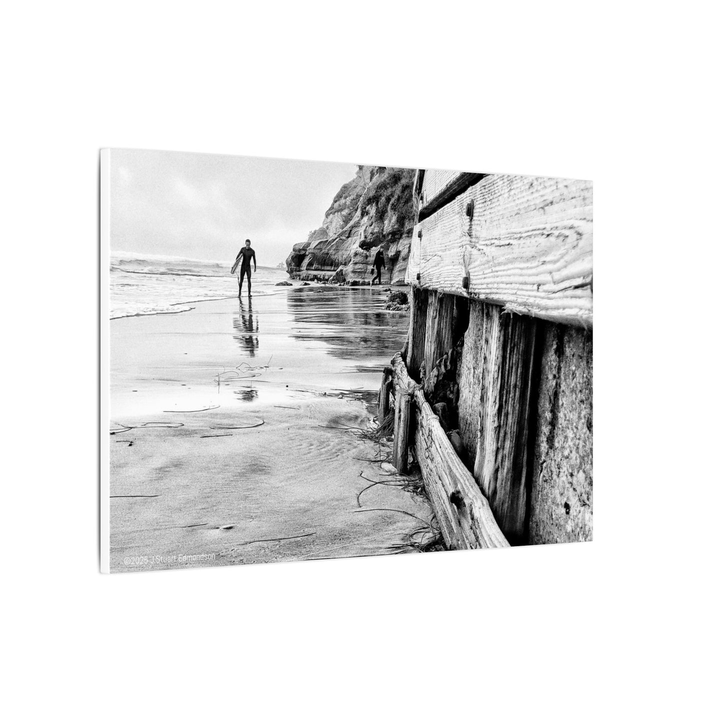 Swamis Vibe Encinitas California JSE Photograph #1221 Surfer on Swamis Beach BW Surfing Wall Art Print, Black and White Coastal Decor, Beach Lover Gift, Home Office Artwork, Surfer Canvas
