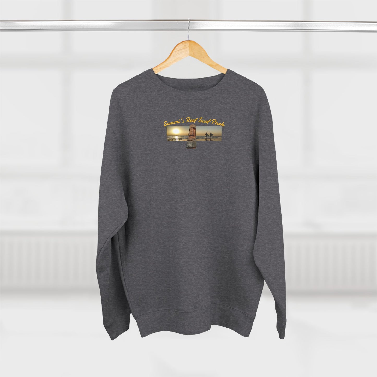 Swamis Vibe Encinitas California JSE Designs #1. Custom Designed Swamis Surf Park Crewneck Unisex Sweatshirt - Beautiful  Surfing Beach Sunset California Coast