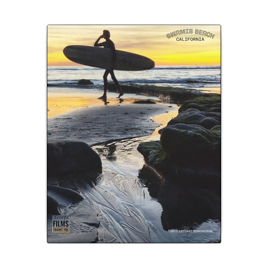 Swamis Vibe Encinitas California JSE Photograph #1200 Surfer On An Ancient Reef. Surfing Sunset Canvas Print - Beach Wall Art, Coastal Decor, Ocean Photography, Gift for Surfers, Home Aesthetic