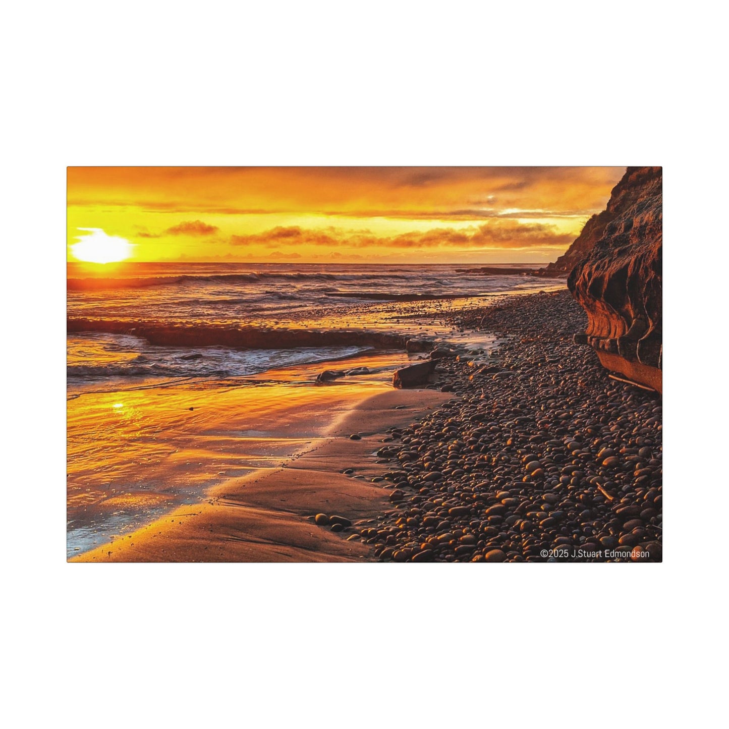 Swamis Vibe Encinitas California JSE Photograph #308 Swamis Reef Sunset Beach Canvas Art, Stretched Wall Decor, Coastal Home Decor, Ocean Sunset Artwork, Beach Lover Gift