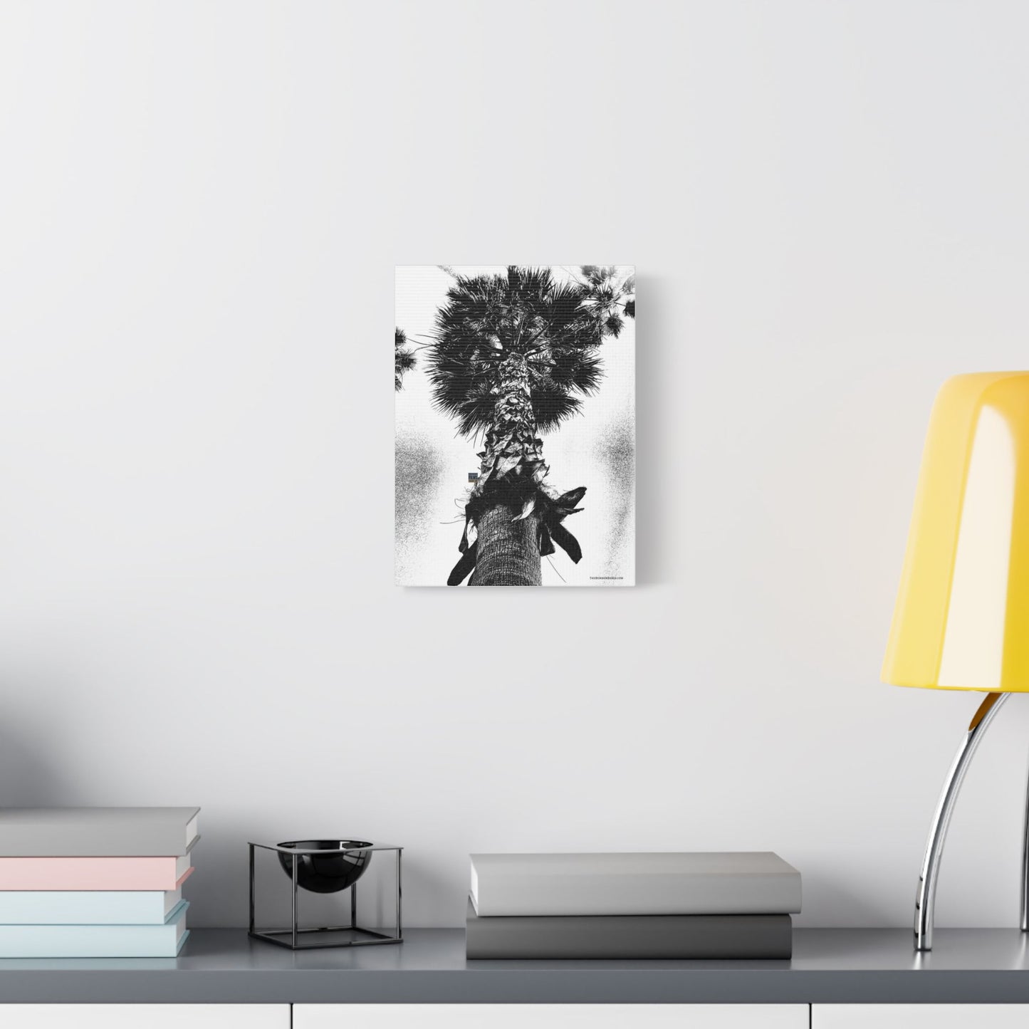 Swamis Vibe Encinitas California JSE Photograph #105 Palm Tree Black and White Palm Tree Canvas Wall Art, Tropical Decor, Botanical Artwork, Modern Home Aesthetic, Gift for Nature Lovers