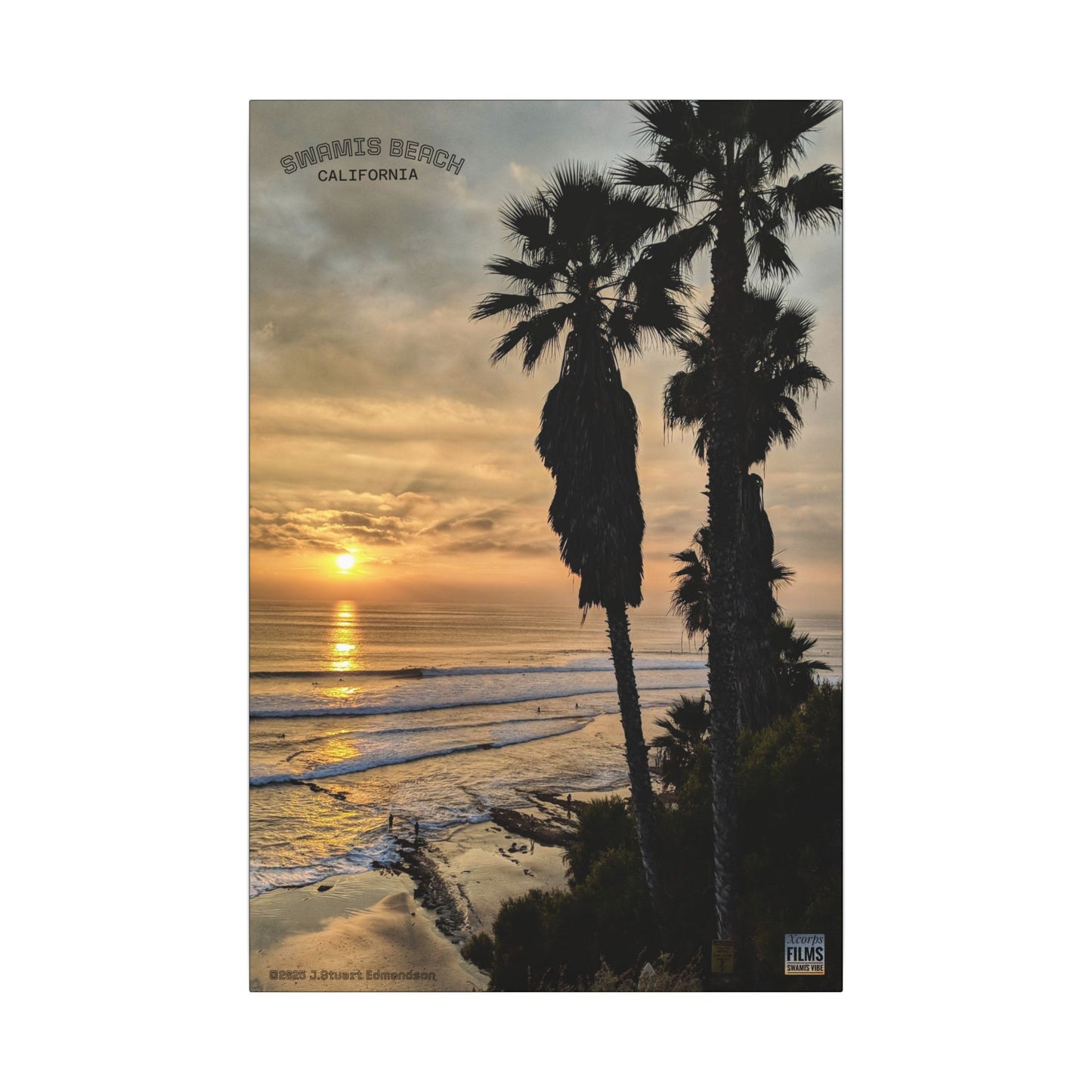 Swamis Vibe Encinitas California JSE Photograph #259 Swamis Winter Sunset Canvas Wall Art, Coastal Home Decor, Beach Vibes, Room Aesthetic, California Sunset, Gift for Ocean Lovers