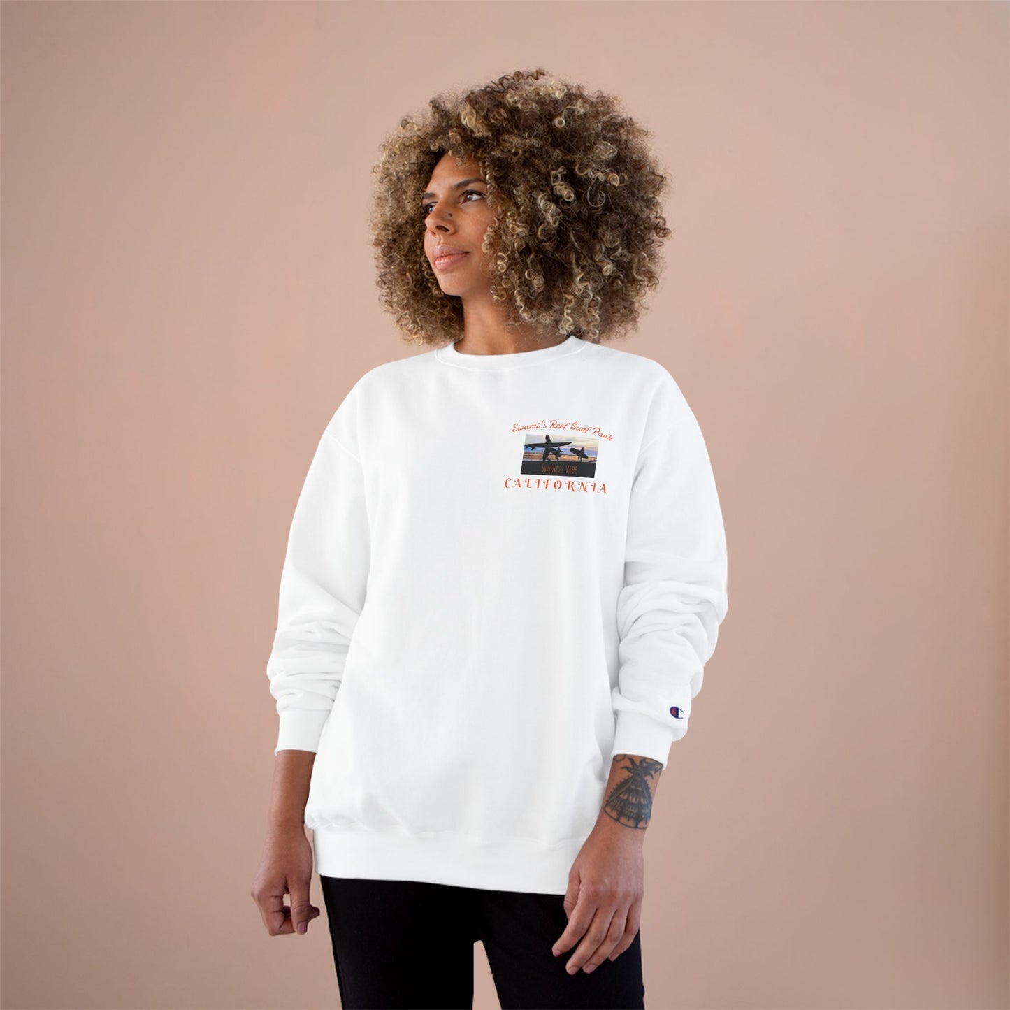 Swamis Vibe Encinitas California JSE Designs #1. Custom Designed Swamis Surf Park Crewneck Unisex Sweatshirt
