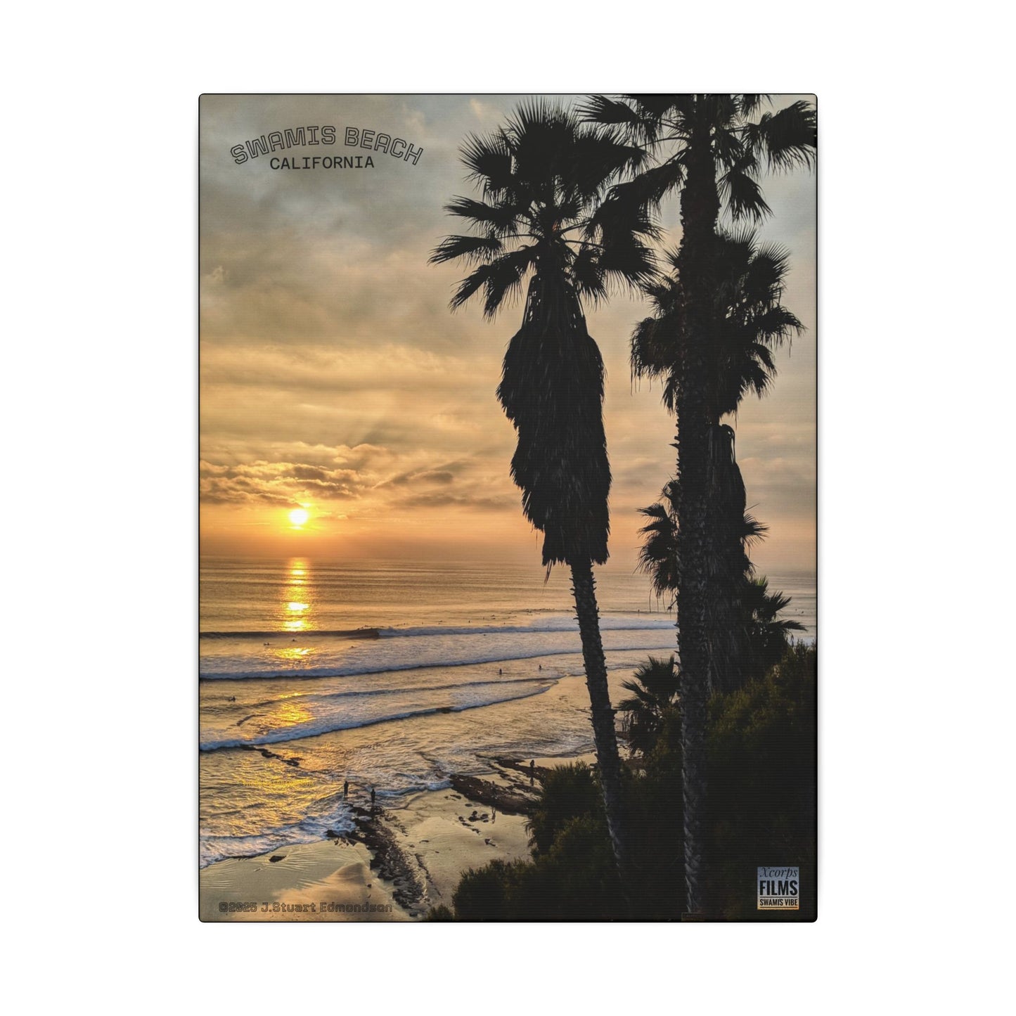 Swamis Vibe Encinitas California JSE Photograph #259 Swamis Winter Sunset Canvas Wall Art, Coastal Home Decor, Beach Vibes, Room Aesthetic, California Sunset, Gift for Ocean Lovers