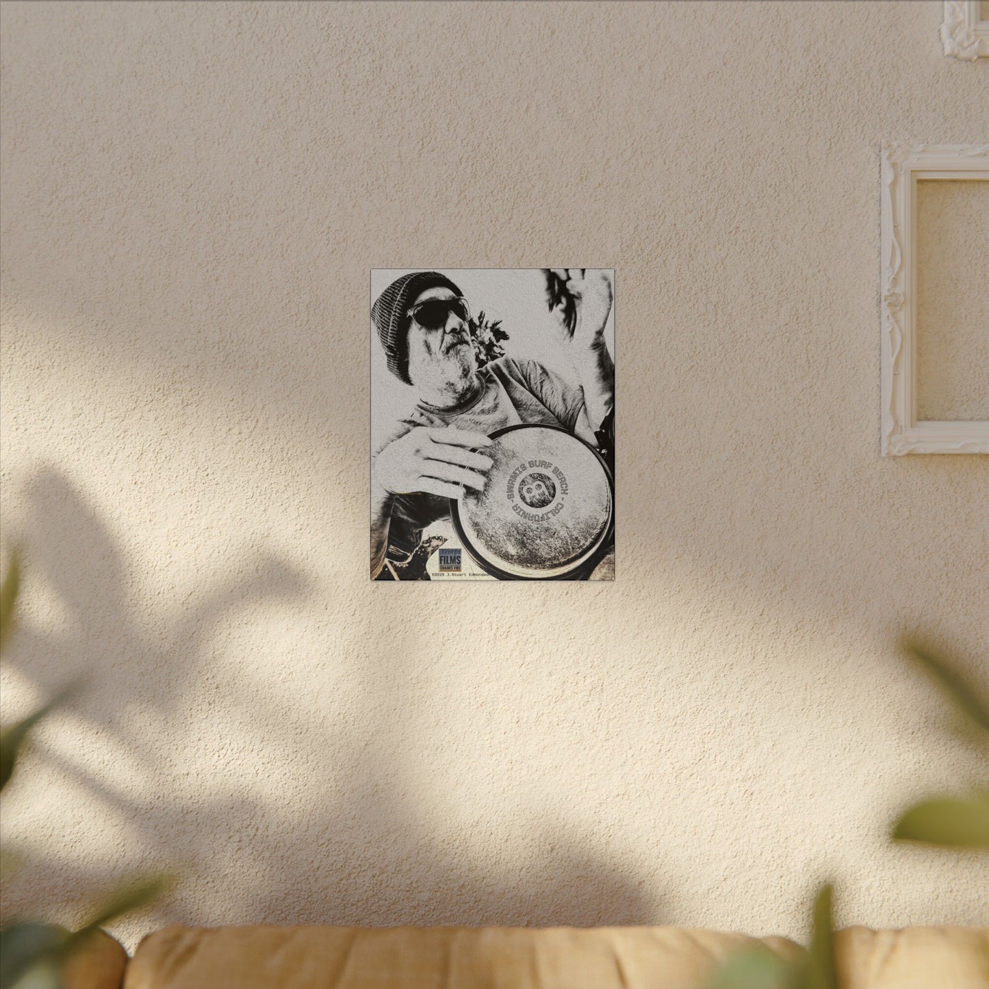Swamis Vibe Encinitas California JSE Designs #124. Drum Beat Canvas Boxed Photo Prints- San Diego, California Surfing Beach Design, Drummer, Musician