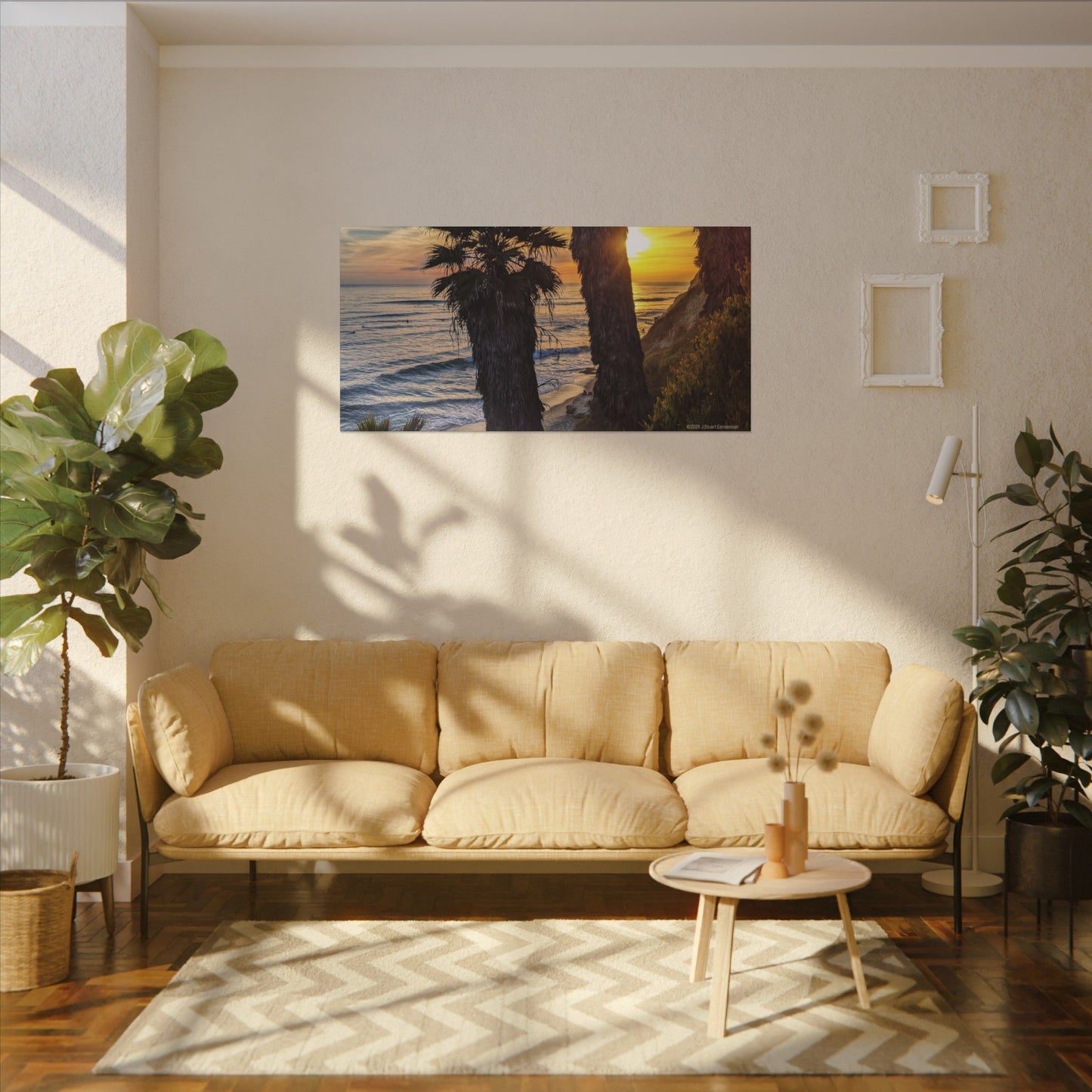 Swamis Vibe Encinitas California JSE Photograph #102 Swamis Sunset Palms and Waves Coastal Sunset Canvas Print, Wall Art, Beach Decor, Home Decor, Nature Wall Art, Tropical Print