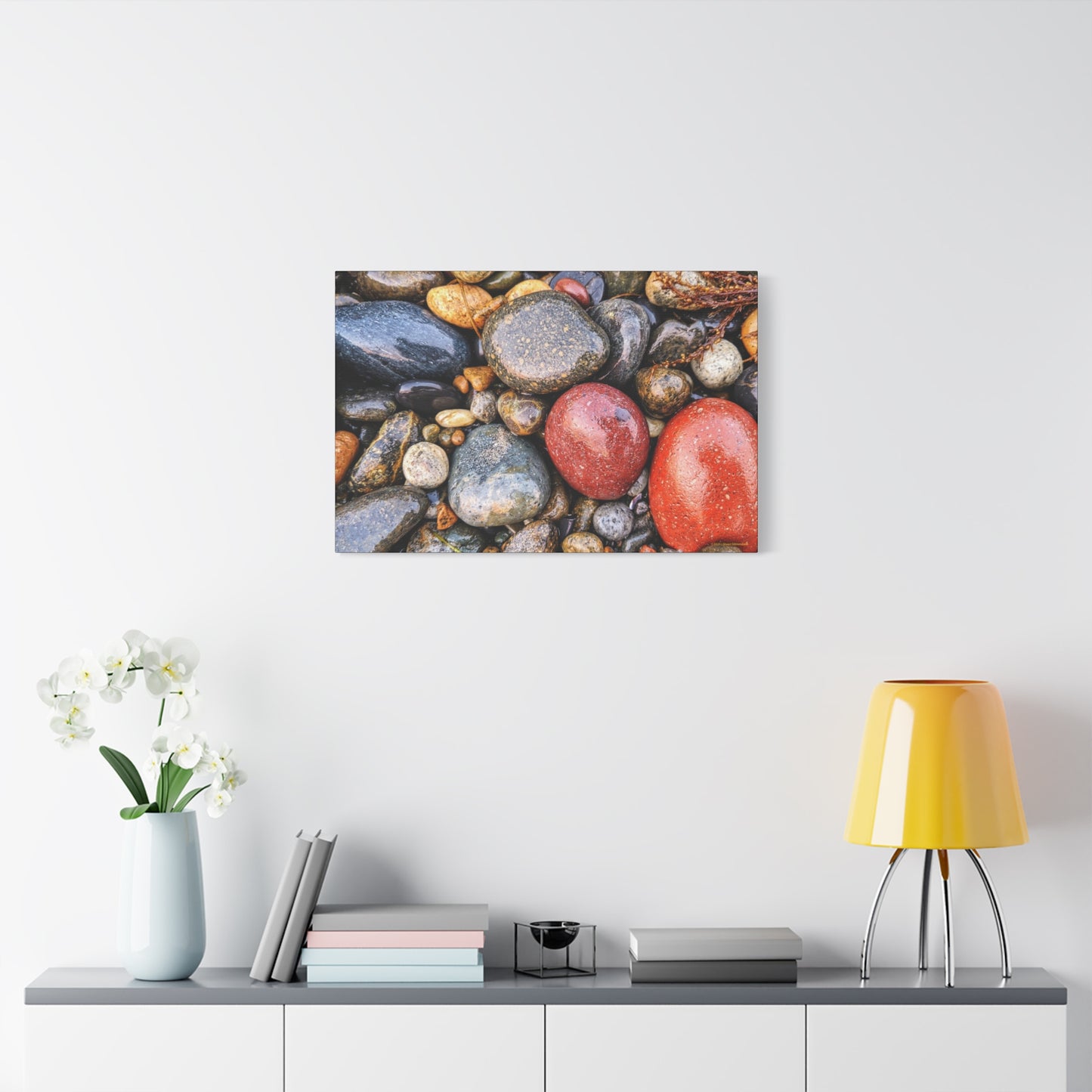 Swamis Vibe Encinitas California JSE Photograph - Beach Rocks Mix #426 Natural Stone Art Canvas, Home Decor, Wall Art, Gift for Nature Lovers, Rustic Aesthetic, Gallery Wrap Print