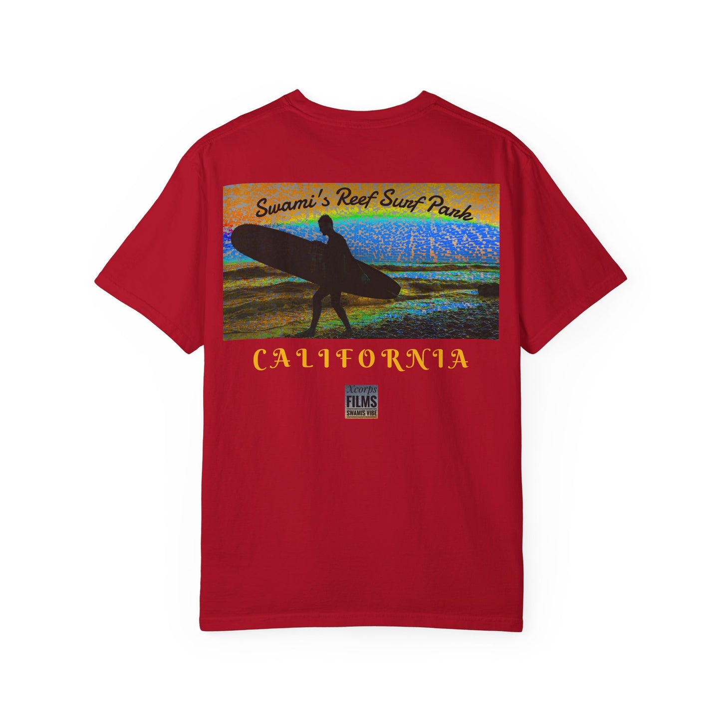 Swamis Vibe Encinitas California JSE Designs #517 Swamis Vibe Surf Film Unisex Tee Shirt, Summer Clothing, Gift for Surfers, Unisex Beach Tee, Casual Wear, Vacation Shirt, Encinitas Style