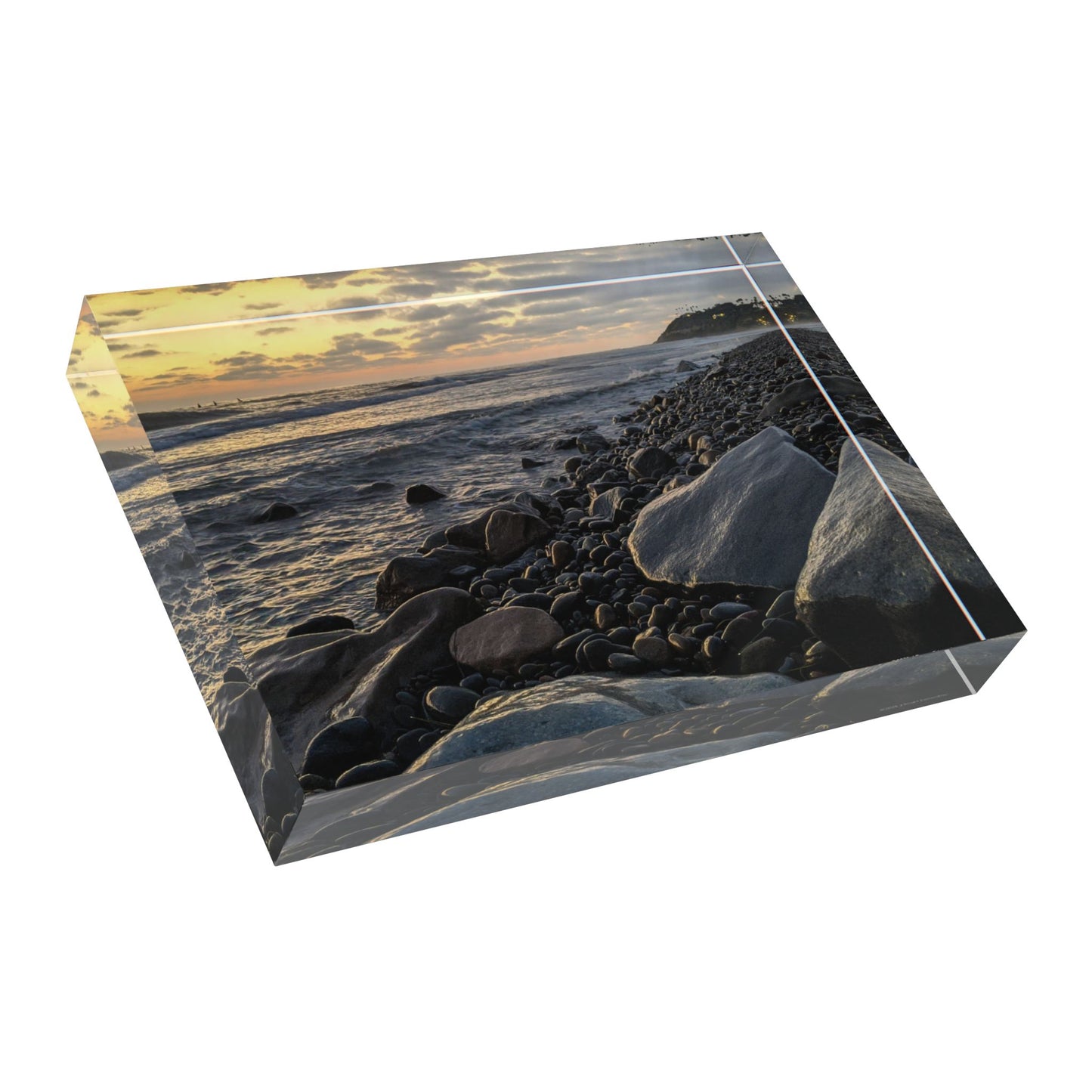 Swamis Vibe Surf and Sunsets Swamis Melted Rocks #5. Sunset Photo Block | Coastal Home Decor, Memory Keepsake, Gift for Ocean Lovers, Nature Photography