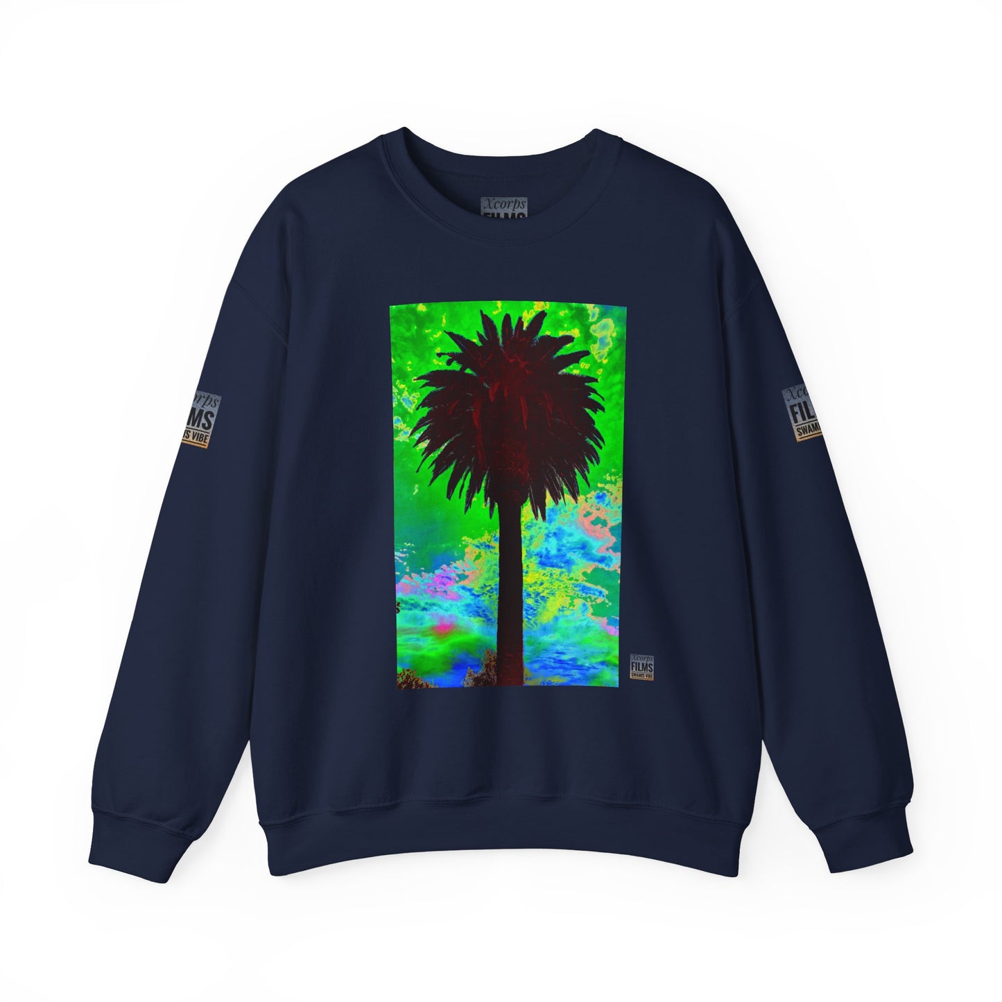Palm Tree Surf Crewneck Sweatshirt - California Surfing Sunset JSE Surf Photo Designs #12525
