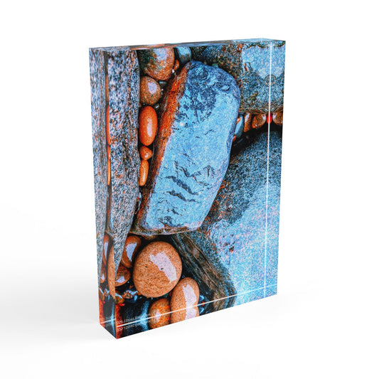 Swamis Vibe Surf and Sunsets Gallery Presents Blue Rocks #311 3D Photo Block Coastal Stone Photo Block, Beach Decor, Nature Art, Gift for Her, Home Decoration, Rustic Wall Art