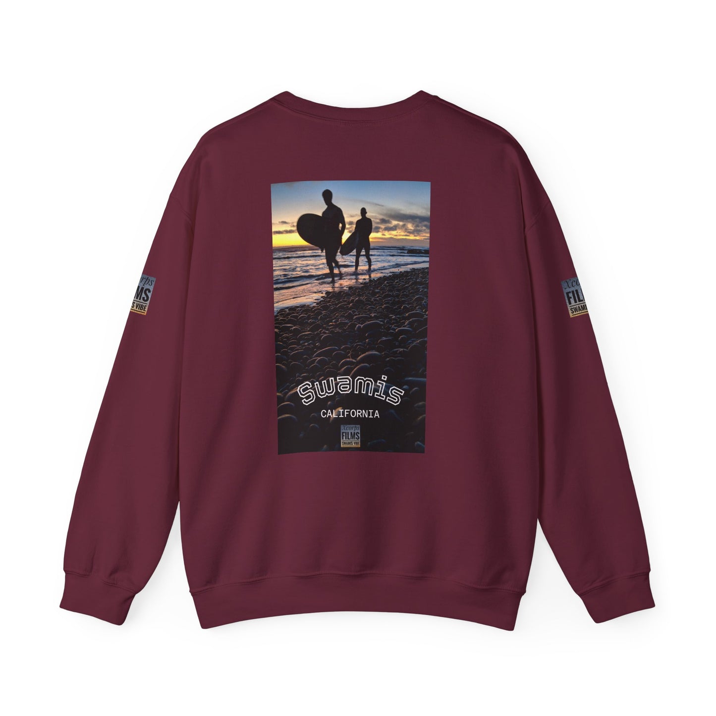 Palm Tree Surf Crewneck Sweatshirt - California Surfing Sunset JSE Surf Photo Designs #12525