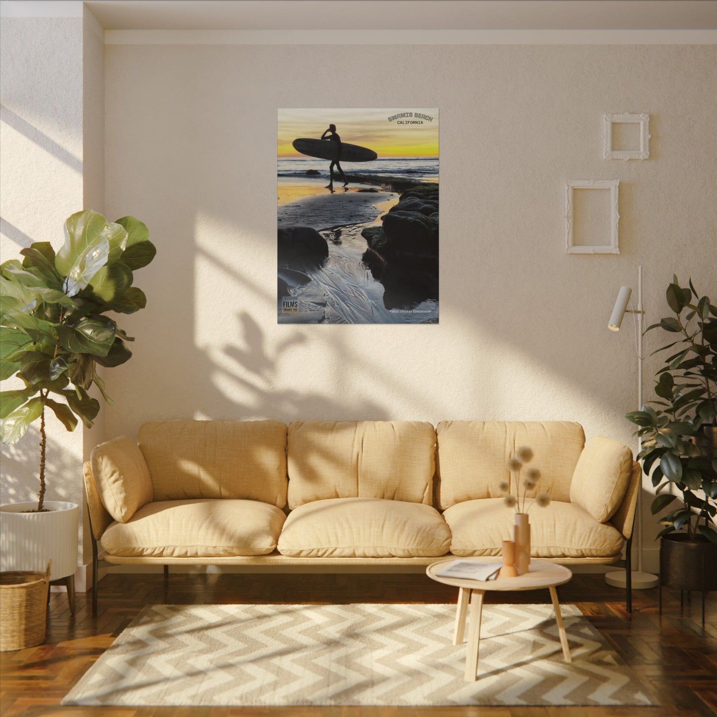 Swamis Vibe Encinitas California JSE Photograph #1200 Surfer On An Ancient Reef. Surfing Sunset Canvas Print - Beach Wall Art, Coastal Decor, Ocean Photography, Gift for Surfers, Home Aesthetic