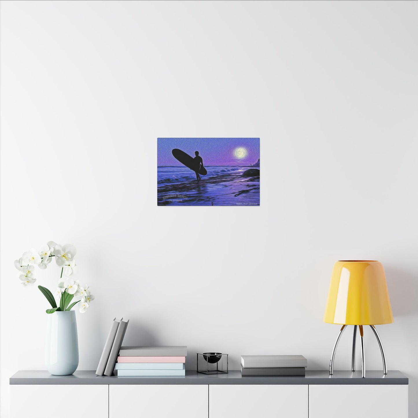Swamis Vibe Encinitas California JSE Photograph #140 Purple Sunset Surfer Ocean Sunset Surfing Canvas, Beach Wall Art, Surf Decor, Coastal Home Decor, Beach House Wall Art, Perfect Gift for Surf Lovers