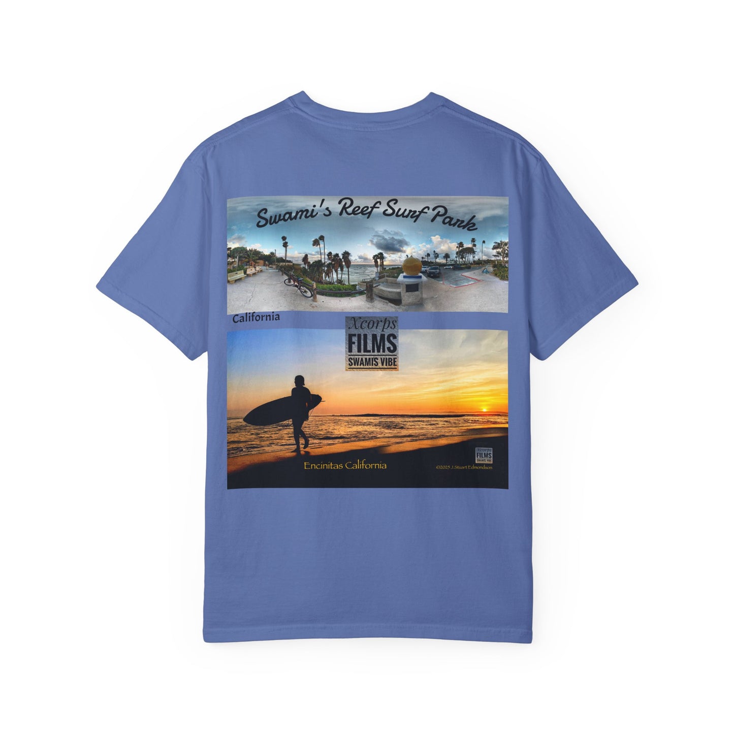 Swamis Vibe Xcorps Films Encinitas California JSE Designs #1241 Swamis Reef Surf Park Unisex T Panorama  Surf-Inspired Unisex T-Shirt, Beach Wear, Vacation Souvenir, Summer Gift, Ocean Lover's Apparel, Surfing Memories Shirt