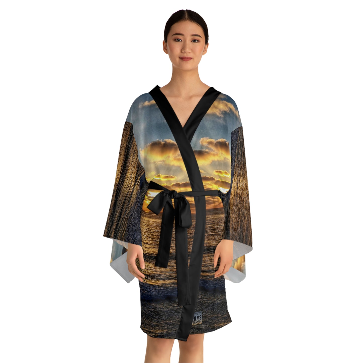 Swamis Vibe California JSE Photograph #235 Swamis Sunset Kimono Long Sleeve Kimono Robe