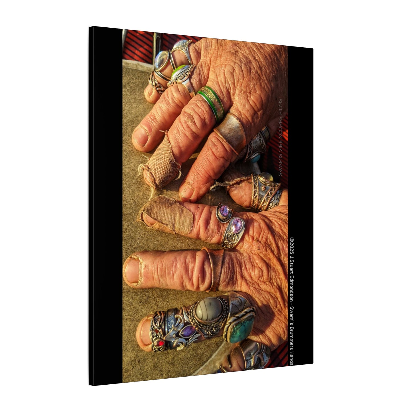 Swamis Vibe Encinitas California JSE Photograph #1253 Swamis Drummer Hands Artistic Canvas Wall Art, Bohemian Home Decor, Unique Gift for Art Lovers, Vibrant Pop Culture Design, Studio Display