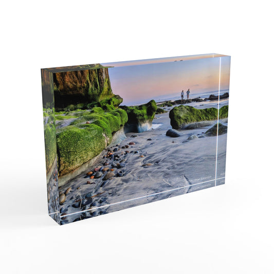 Swamis Vibe Surf and Sunsets Low Tide Shoreline #1. Scenic Photo Block Display, Beach Decor, Nature Photography Gift, Home Icebreaker, Personalized Wall Art