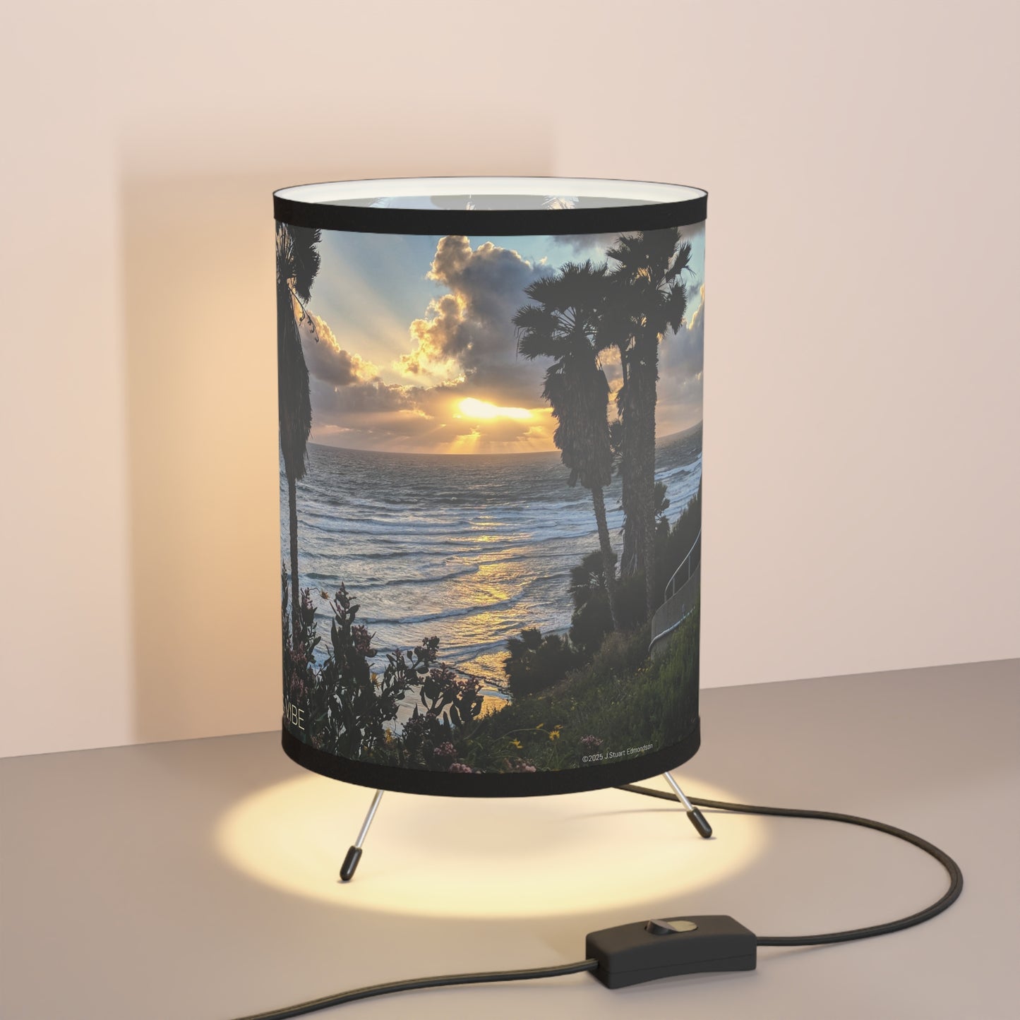 Swamis Reef Surf Park Encinitas California -  Hi Rez Sunset Storm Desk Lamp.