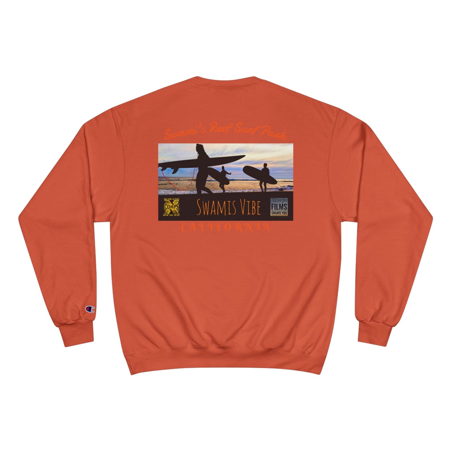 Swamis Vibe Encinitas California JSE Designs #1. Custom Designed Swamis Surf Park Crewneck Unisex Sweatshirt