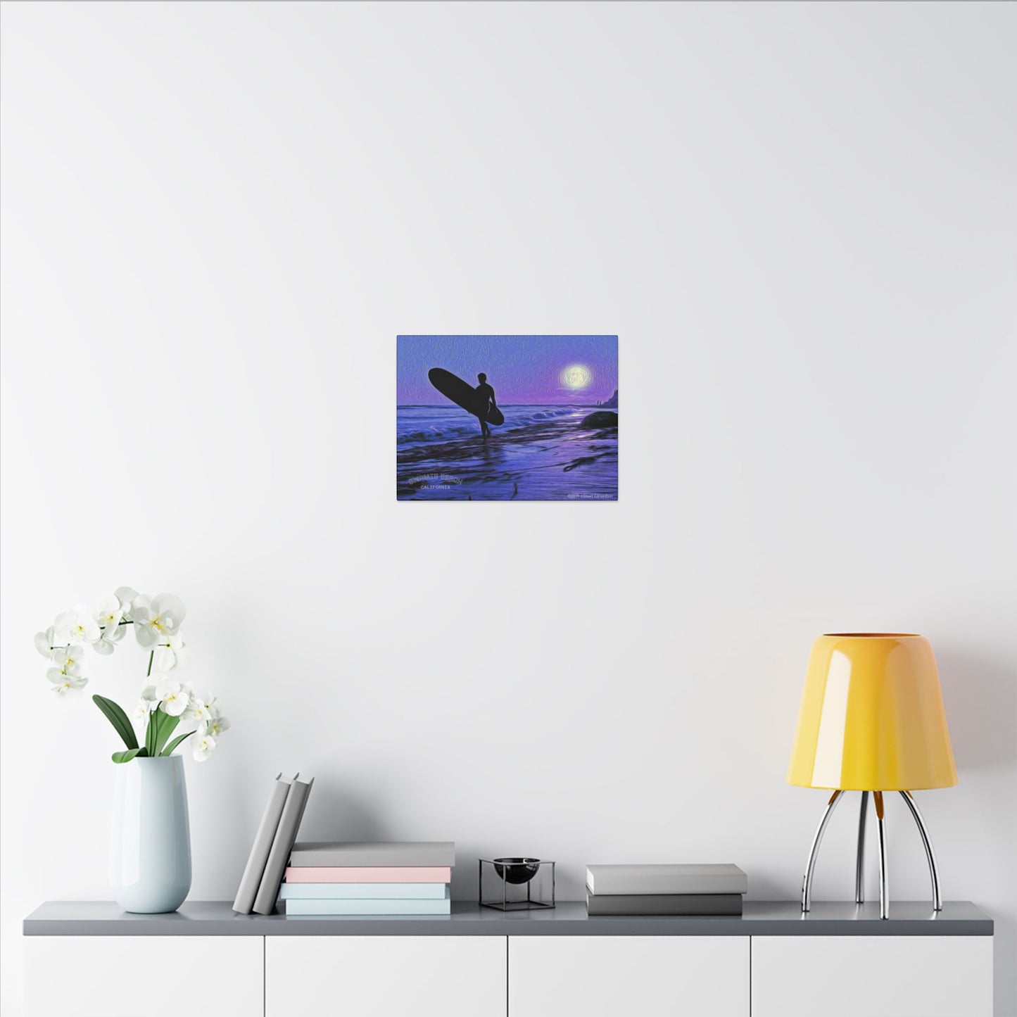 Swamis Vibe Encinitas California JSE Photograph #140 Purple Sunset Surfer Ocean Sunset Surfing Canvas, Beach Wall Art, Surf Decor, Coastal Home Decor, Beach House Wall Art, Perfect Gift for Surf Lovers