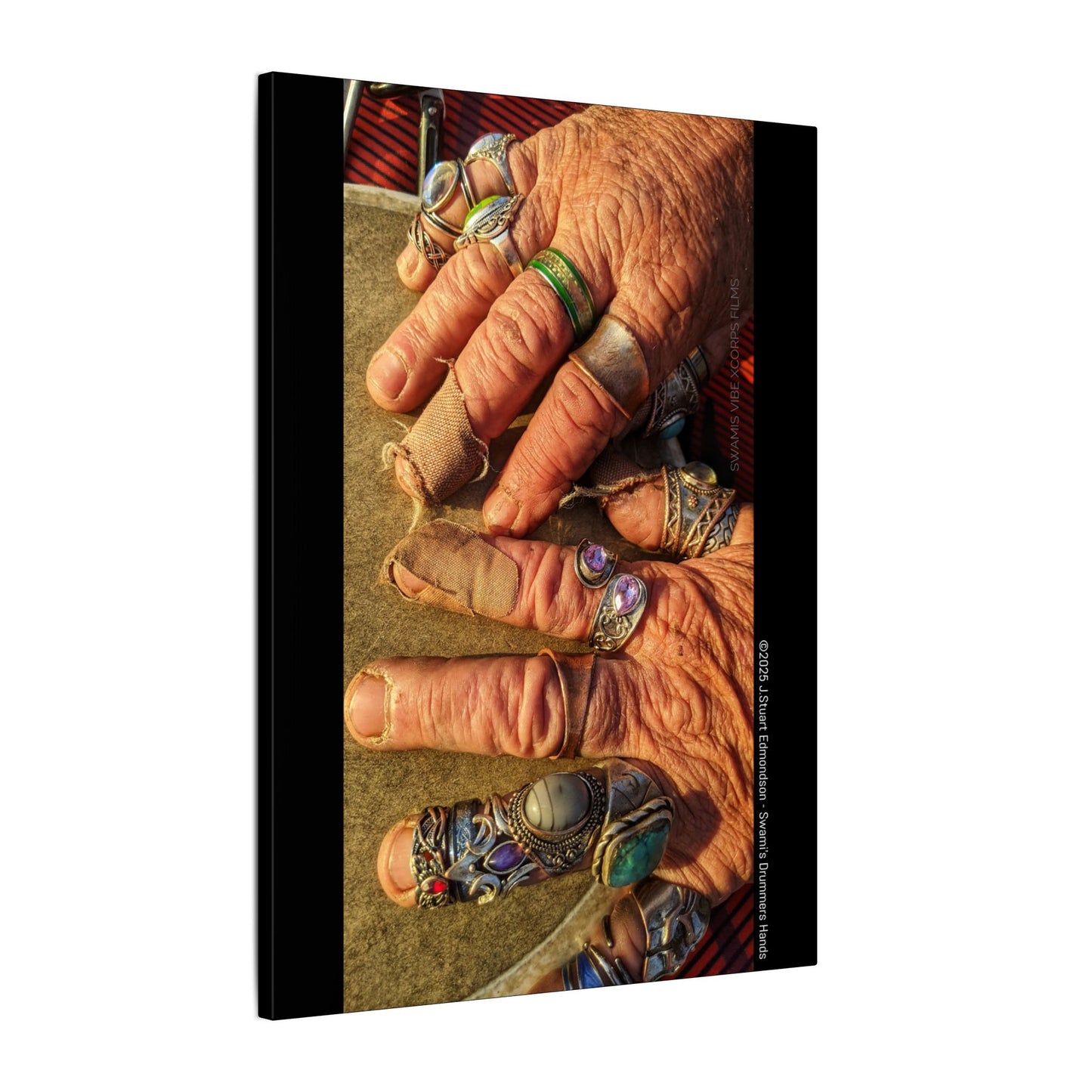 Swamis Vibe Encinitas California JSE Photograph #1253 Swamis Drummer Hands Artistic Canvas Wall Art, Bohemian Home Decor, Unique Gift for Art Lovers, Vibrant Pop Culture Design, Studio Display