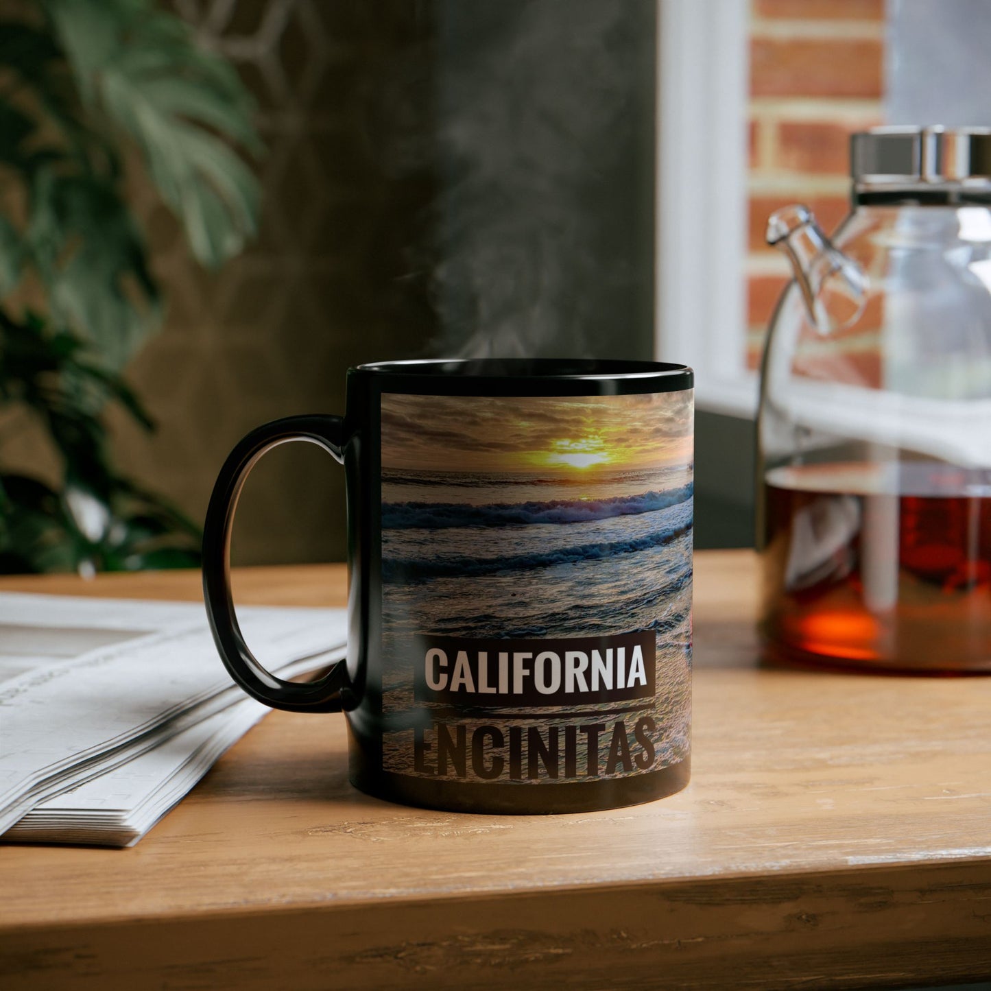 Swamis Vibe Encinitas California JSE Designs #4. Xcorps Films Swamis Vibe Ceramic Mug Serene Ocean Sunset Mug, Ideal for Beach Lovers, Great Gift for Birthdays, Holidays, Coffee & Tea Enthusiasts, Relaxing Vibes
