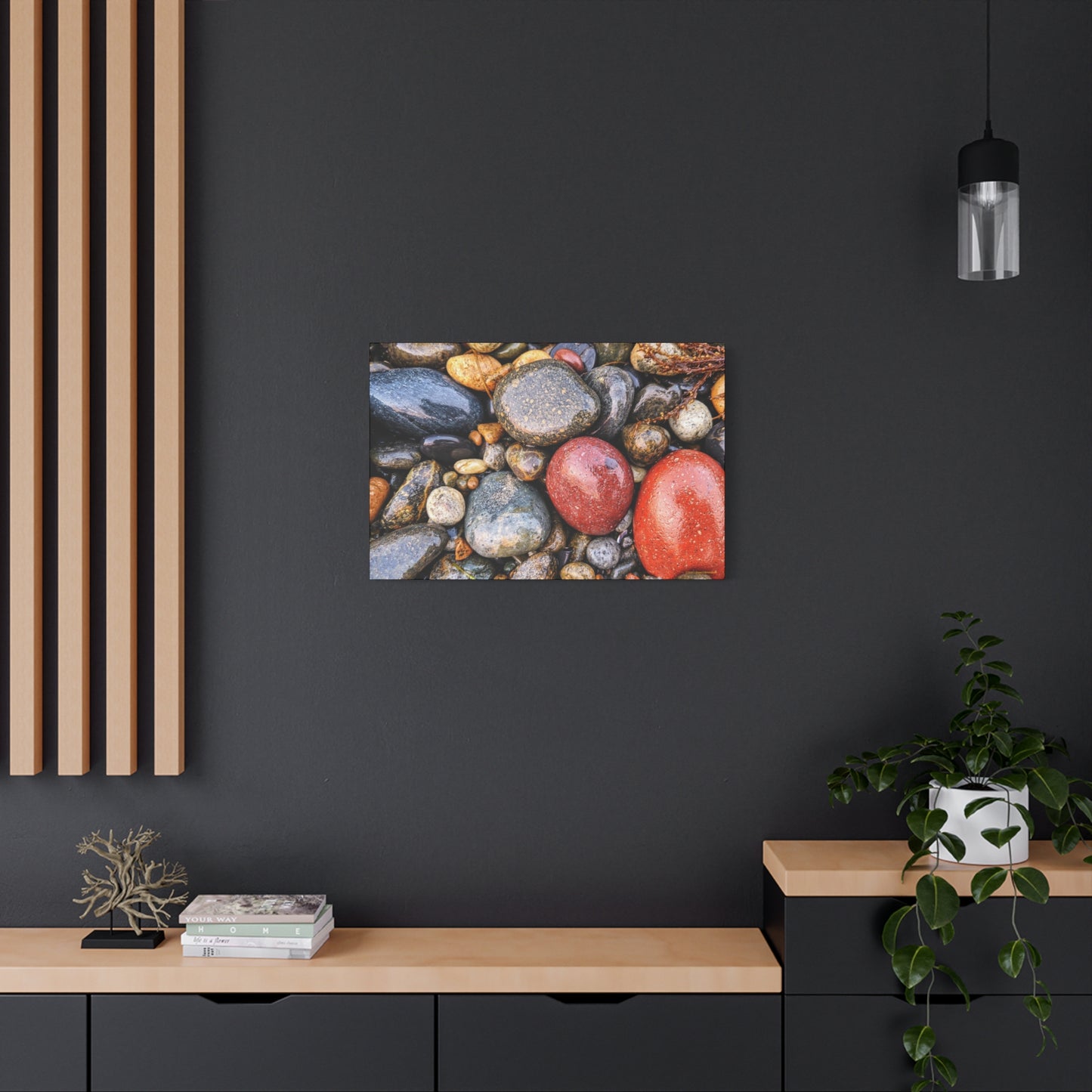 Swamis Vibe Encinitas California JSE Photograph - Beach Rocks Mix #426 Natural Stone Art Canvas, Home Decor, Wall Art, Gift for Nature Lovers, Rustic Aesthetic, Gallery Wrap Print